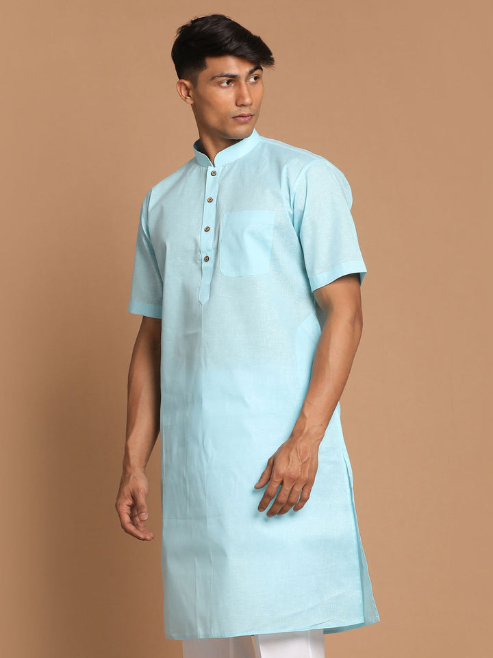 VM By VASTRAMAY Men's Blue Solid Kurta