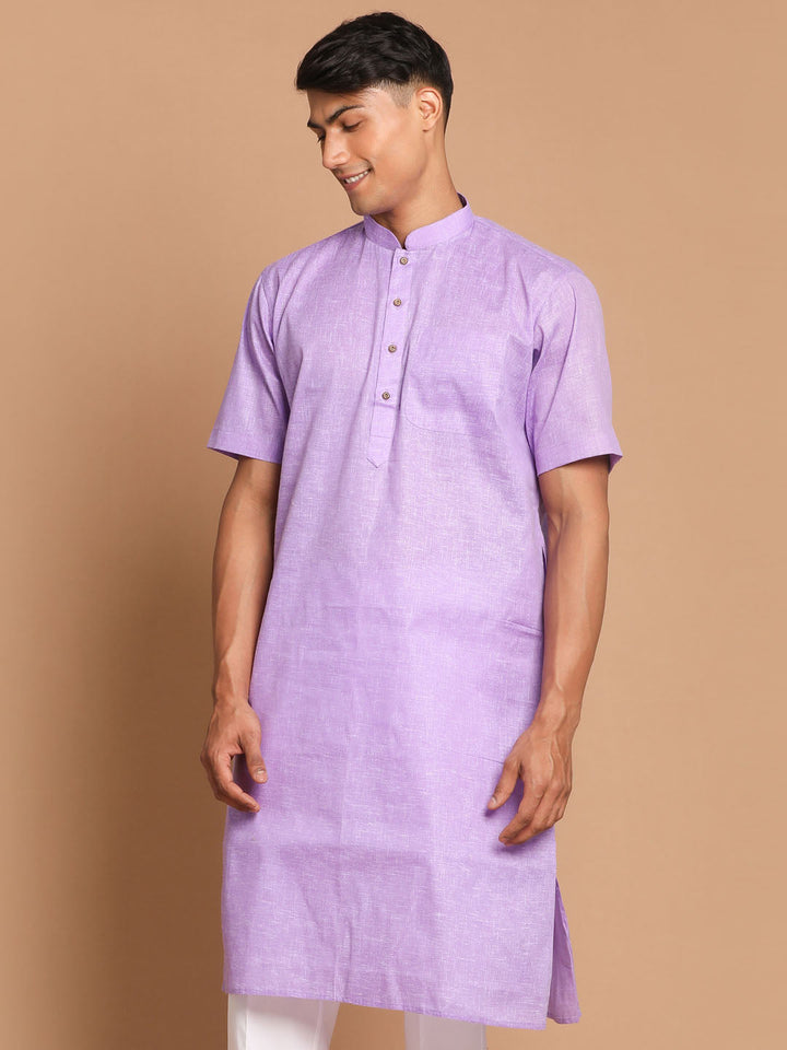 VM By VASTRAMAY Men's Purple Solid Kurta