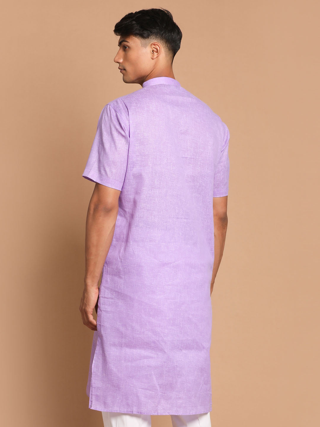 VM By VASTRAMAY Men's Purple Solid Kurta