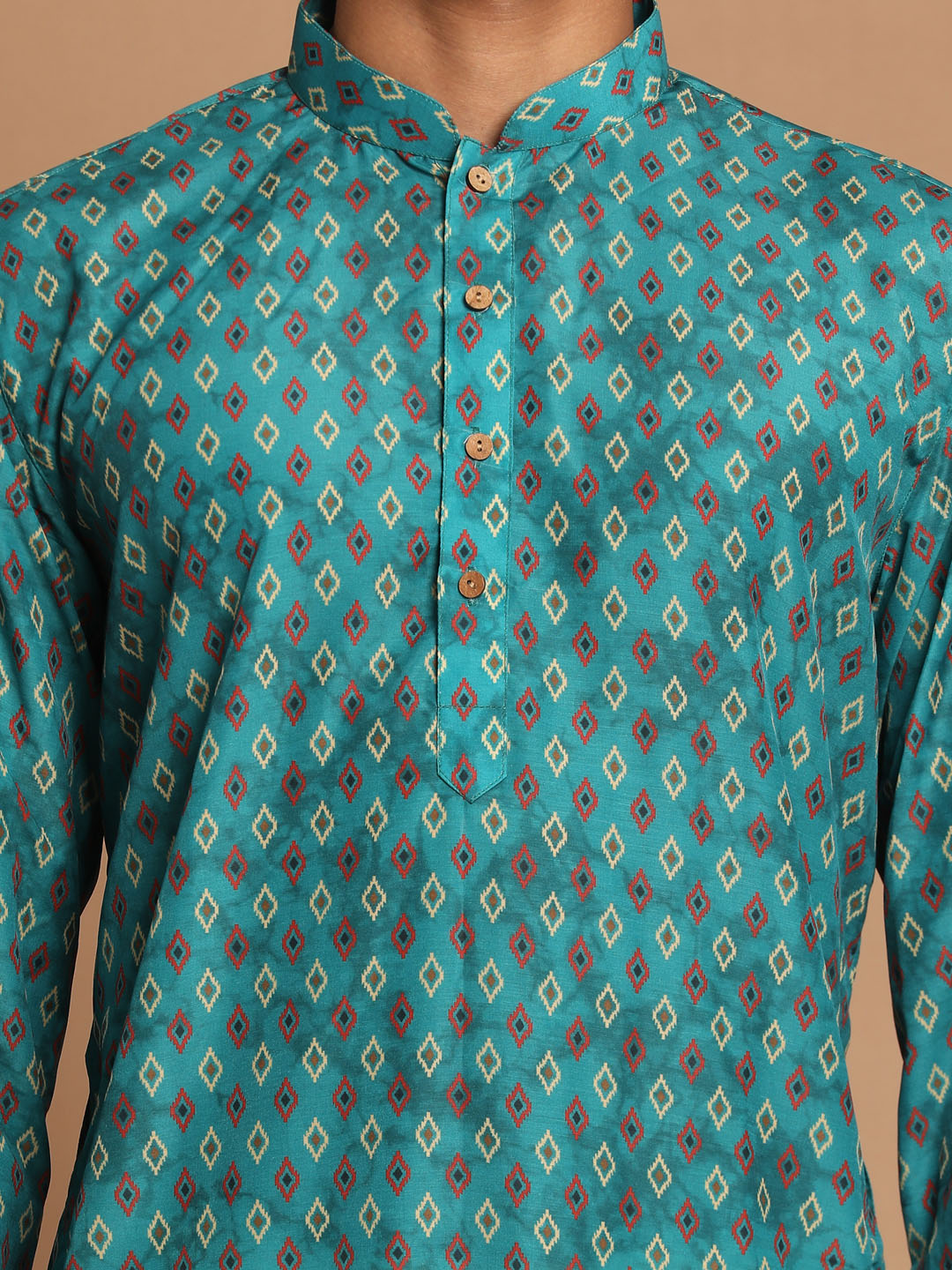 VASTRAMAY Men's Green Printed Kurta