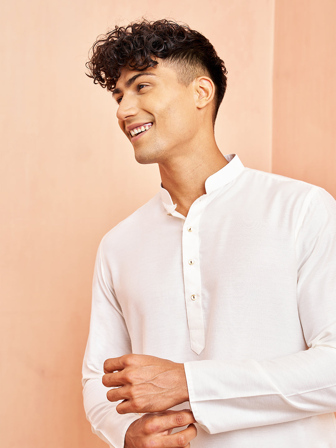 Men's White Viscose Kurta with White Pant Set