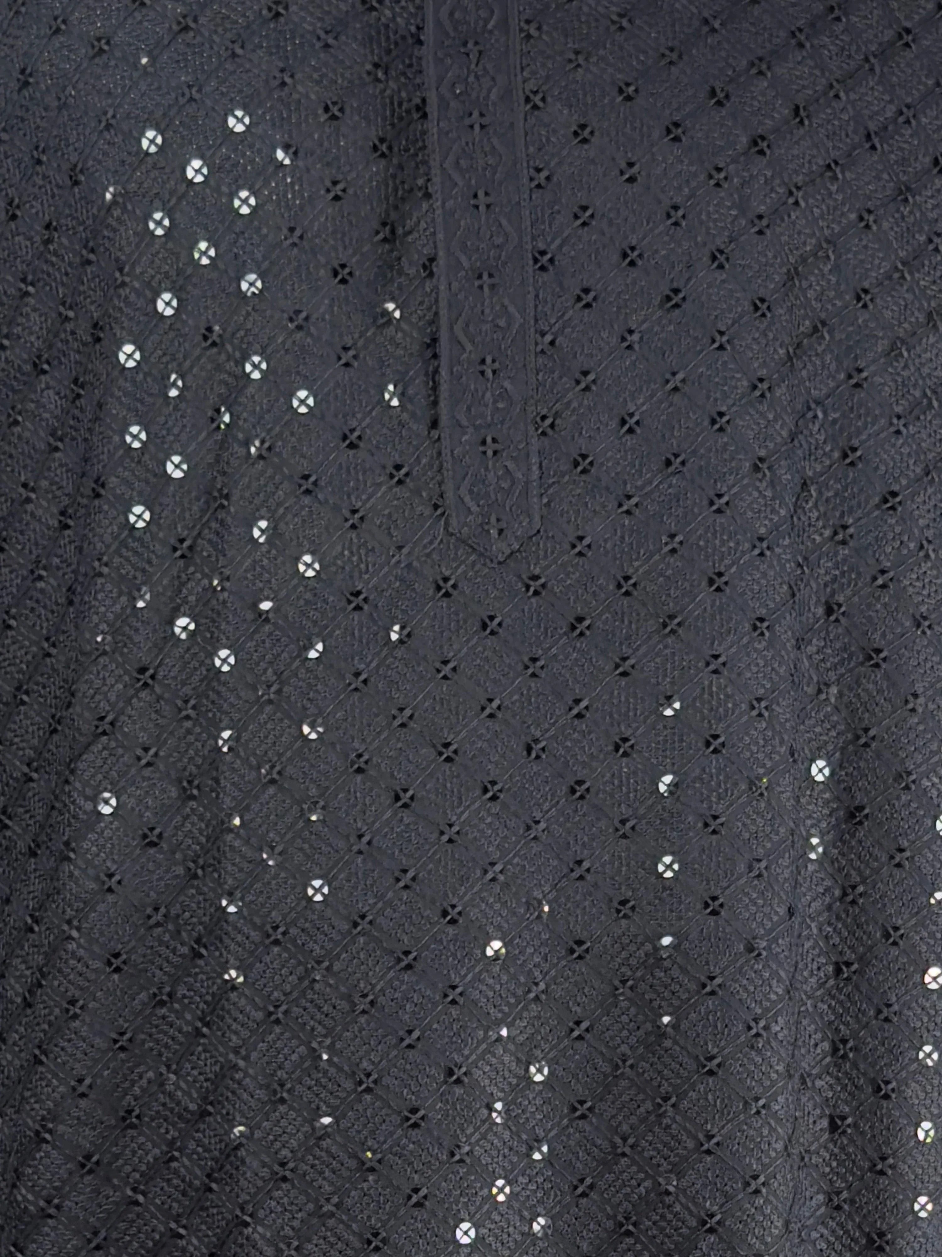 Men's Black Cotton Blend Kurta