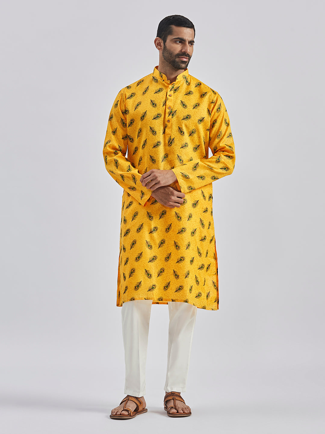 Men's Yellow Muslin Cotton Kurta Pyjama Set