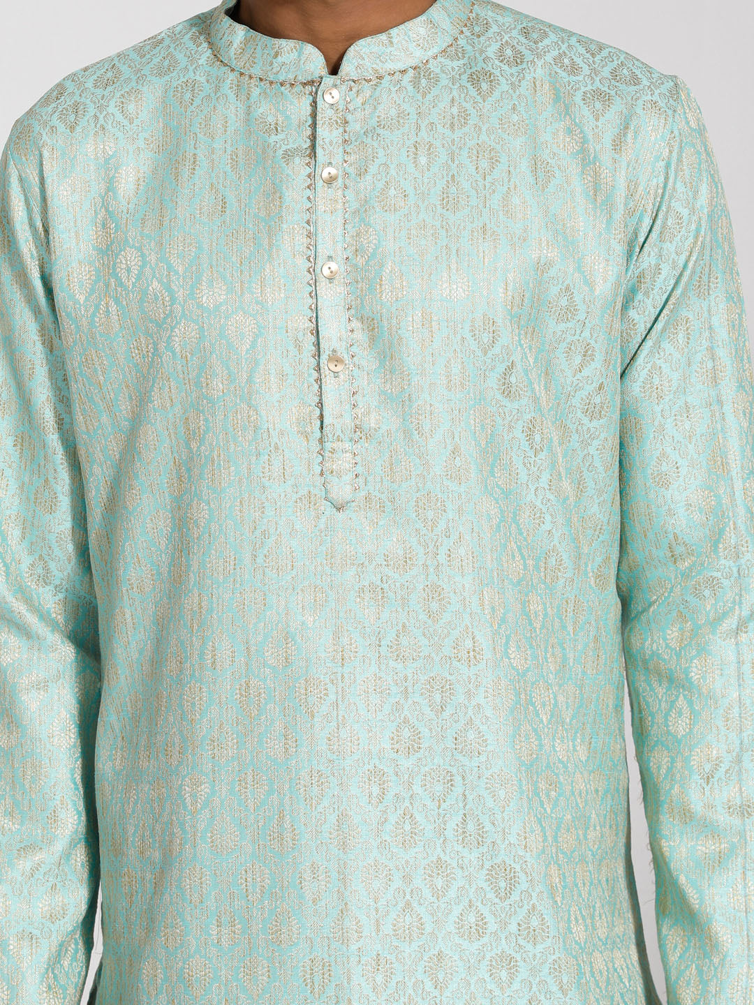 VASTRAMAY Men's Green Silk Blend Kurta And Pyjama Set