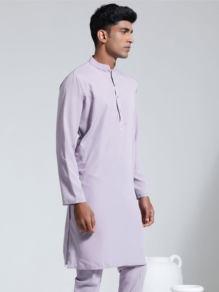 VASTRAMAY Men's Purple Crepe Kurta