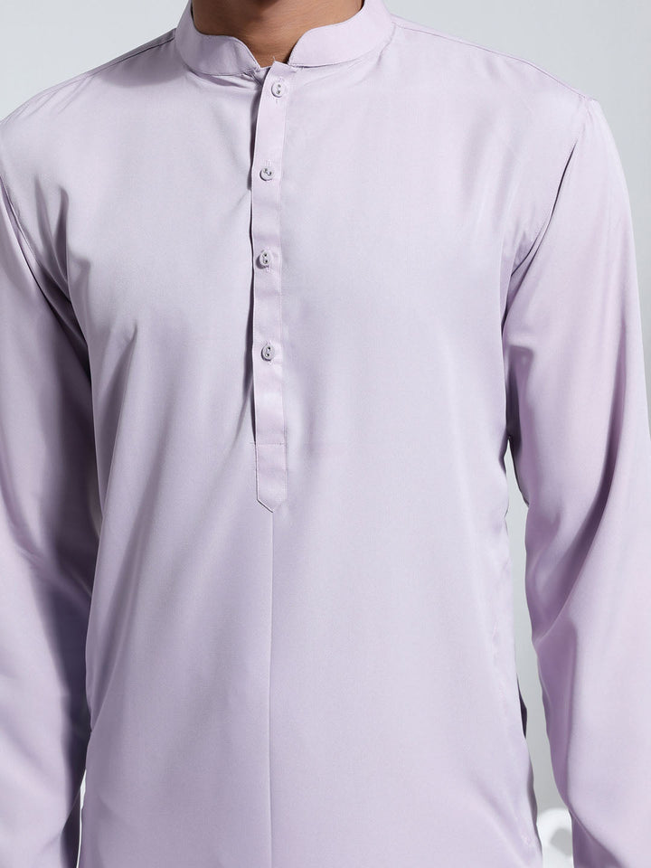 VASTRAMAY Men's Purple Crepe Kurta And Pyjama