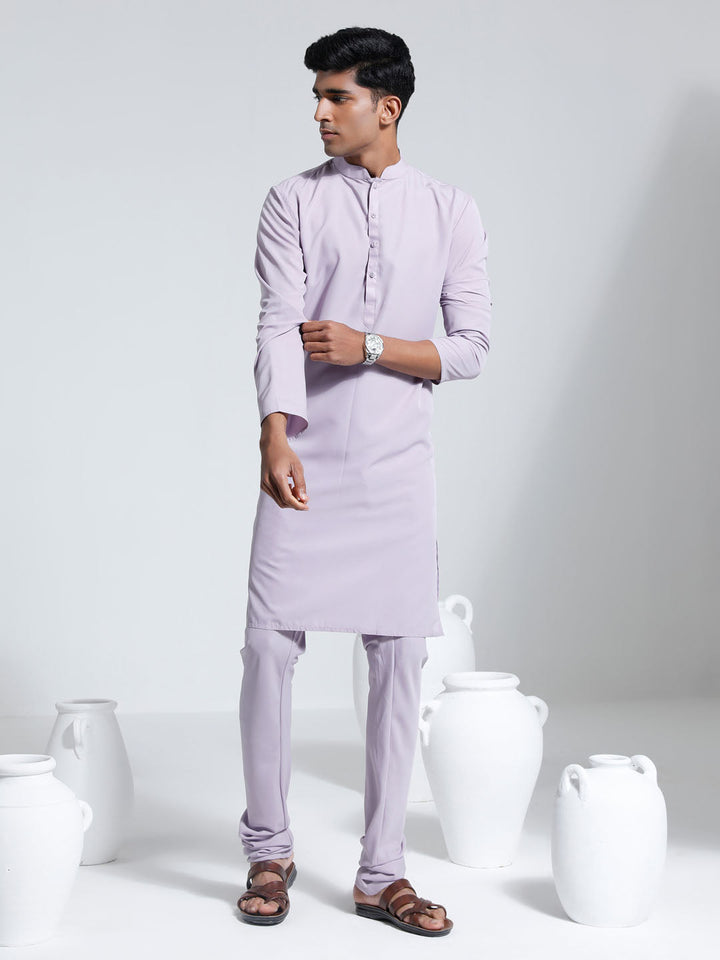 VASTRAMAY Men's Purple Crepe Kurta And Pyjama