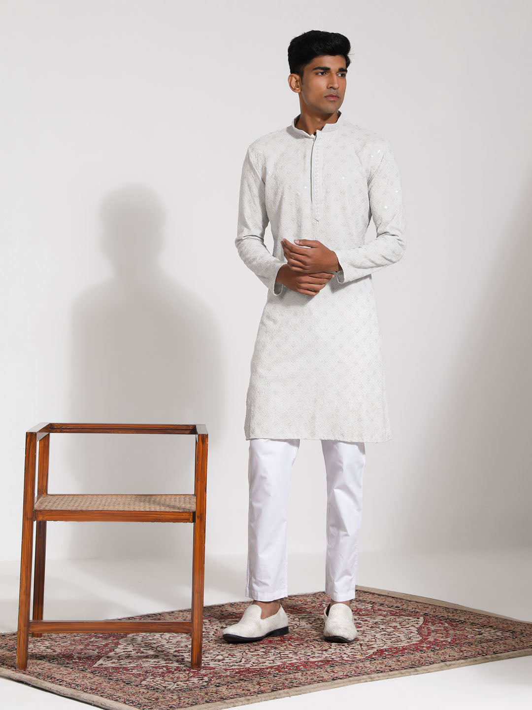 VASTRAMAY Men's Grey Rayon Kurta And Pyjama Set