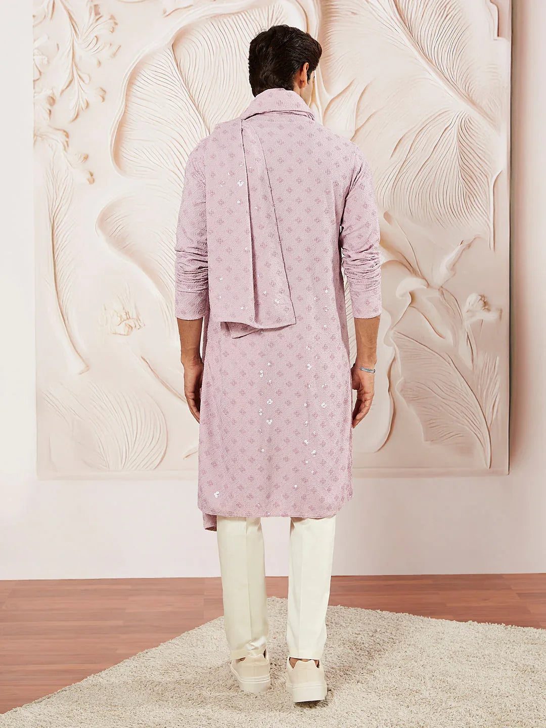 Men's Onion Rayon Kurta Pyjama Dupatta Set