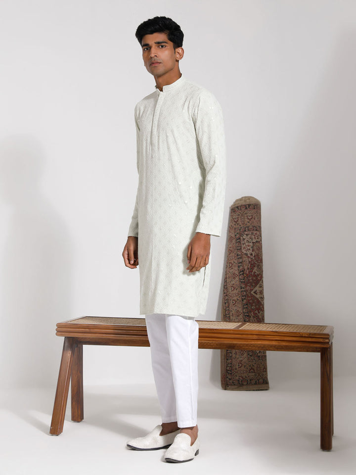 VASTRAMAY Men's Pista Rayon Kurta And Pyjama Set