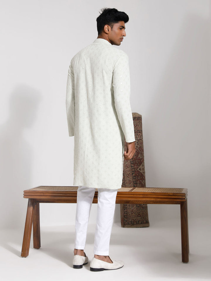 VASTRAMAY Men's Pista Rayon Kurta And Pyjama Set