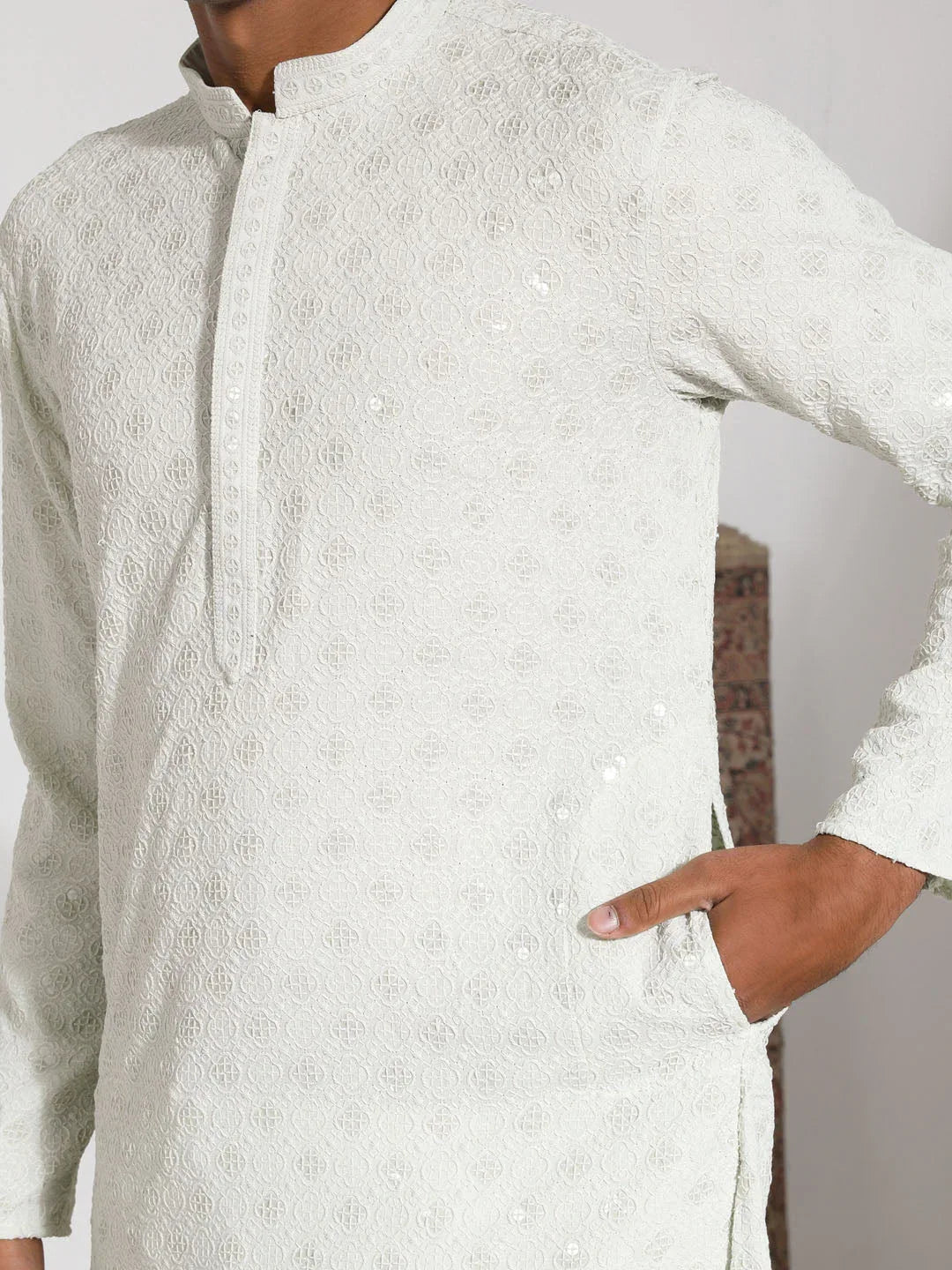 Men's Pista Rayon Kurta And Pyjama Set