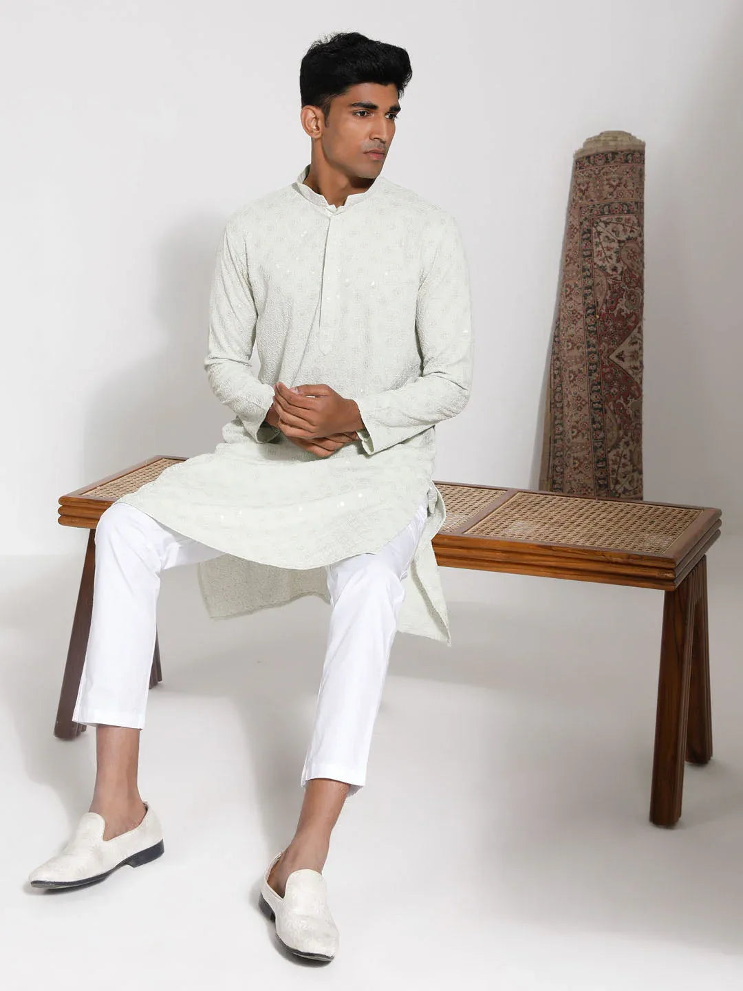 Men's Pista Rayon Kurta And Pyjama Set