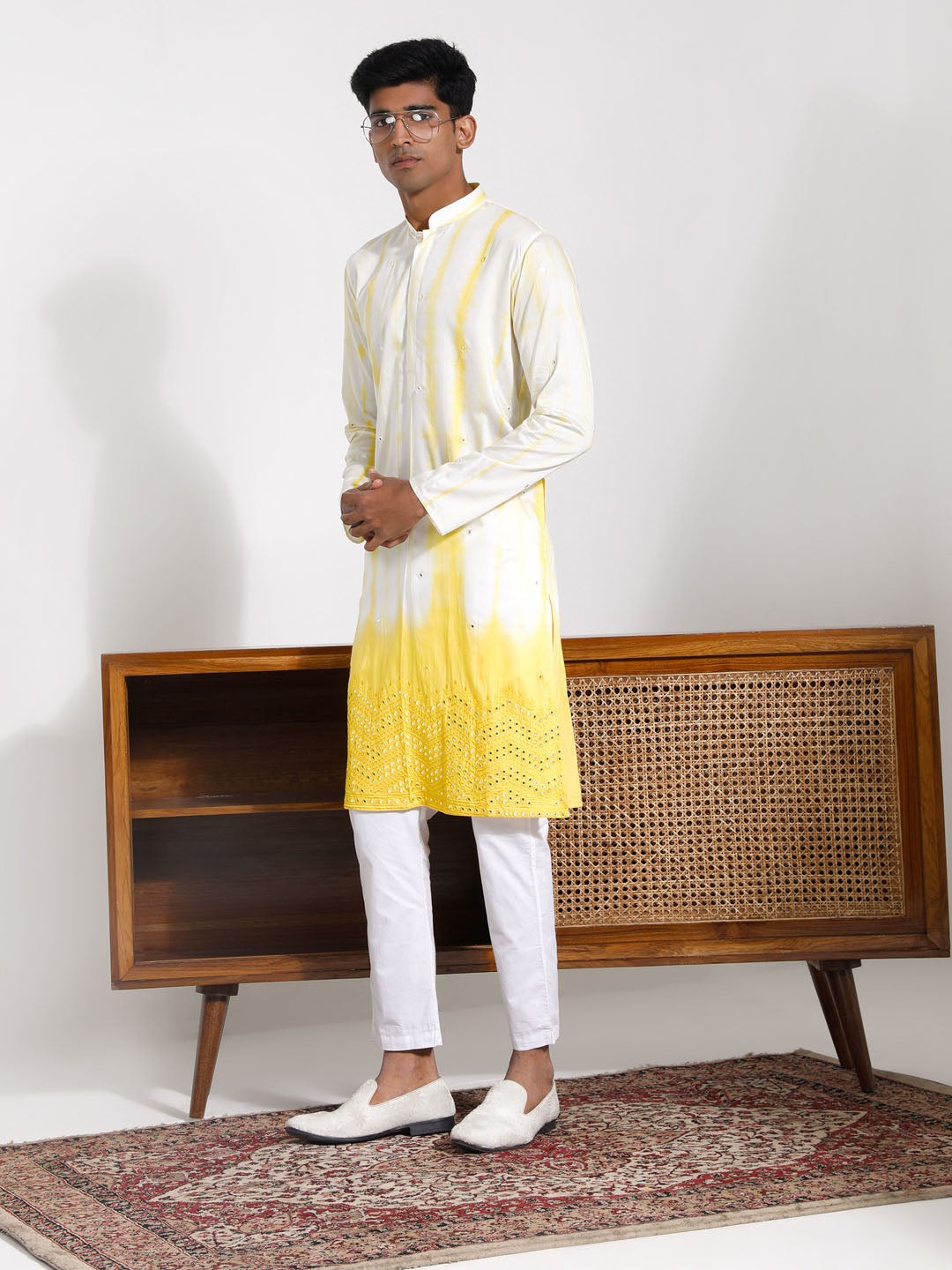 VASTRAMAY Men's Yellow Viscose Kurta And Pyjama Set