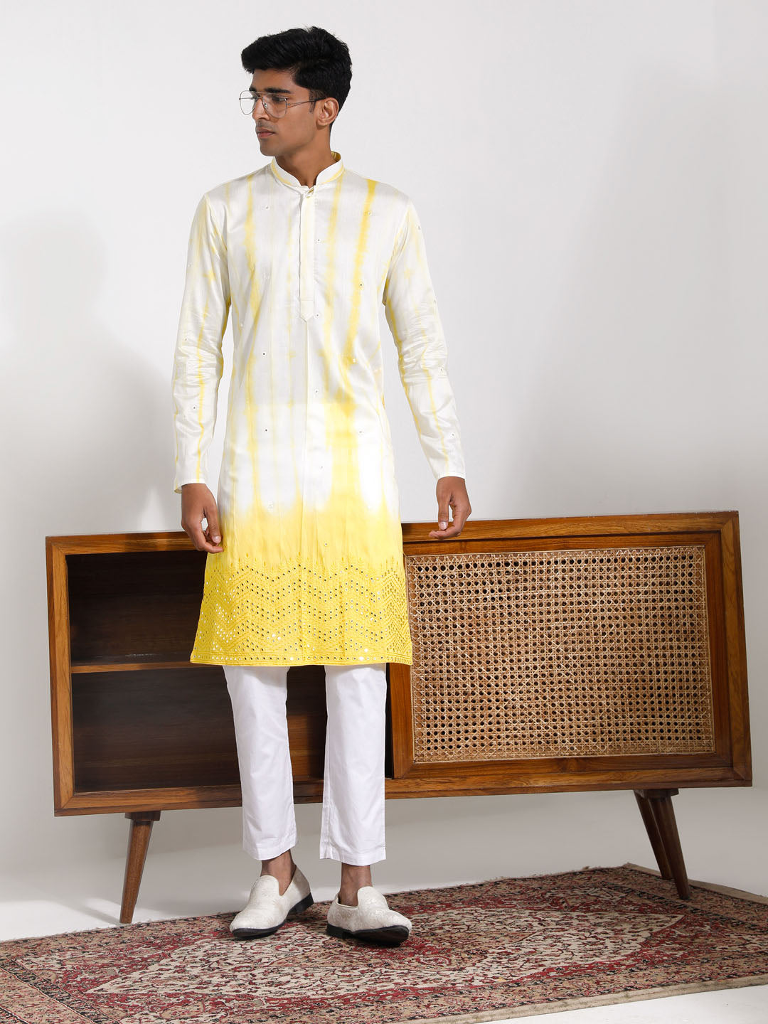 VASTRAMAY Men's Yellow Viscose Kurta And Pyjama Set