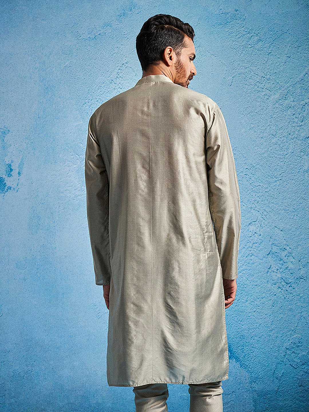 Men's Chiku Silk Blend Kurta
