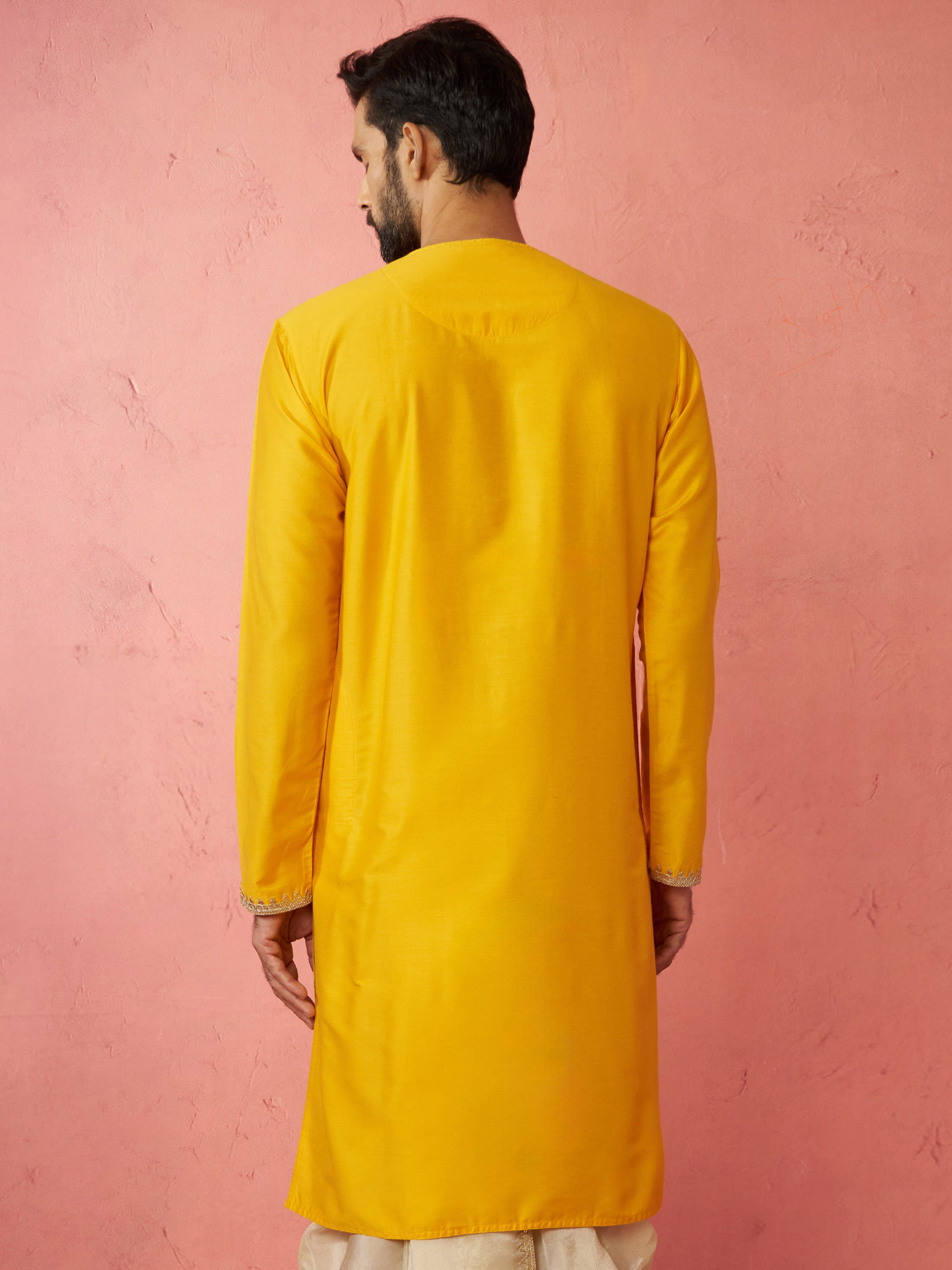 Men's Yellow Viscose Kurta