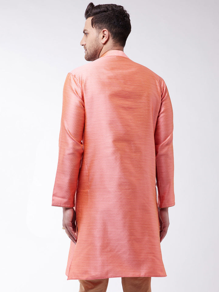 VM BY VASTRAMAY Men's Pink Silk Blend Kurta