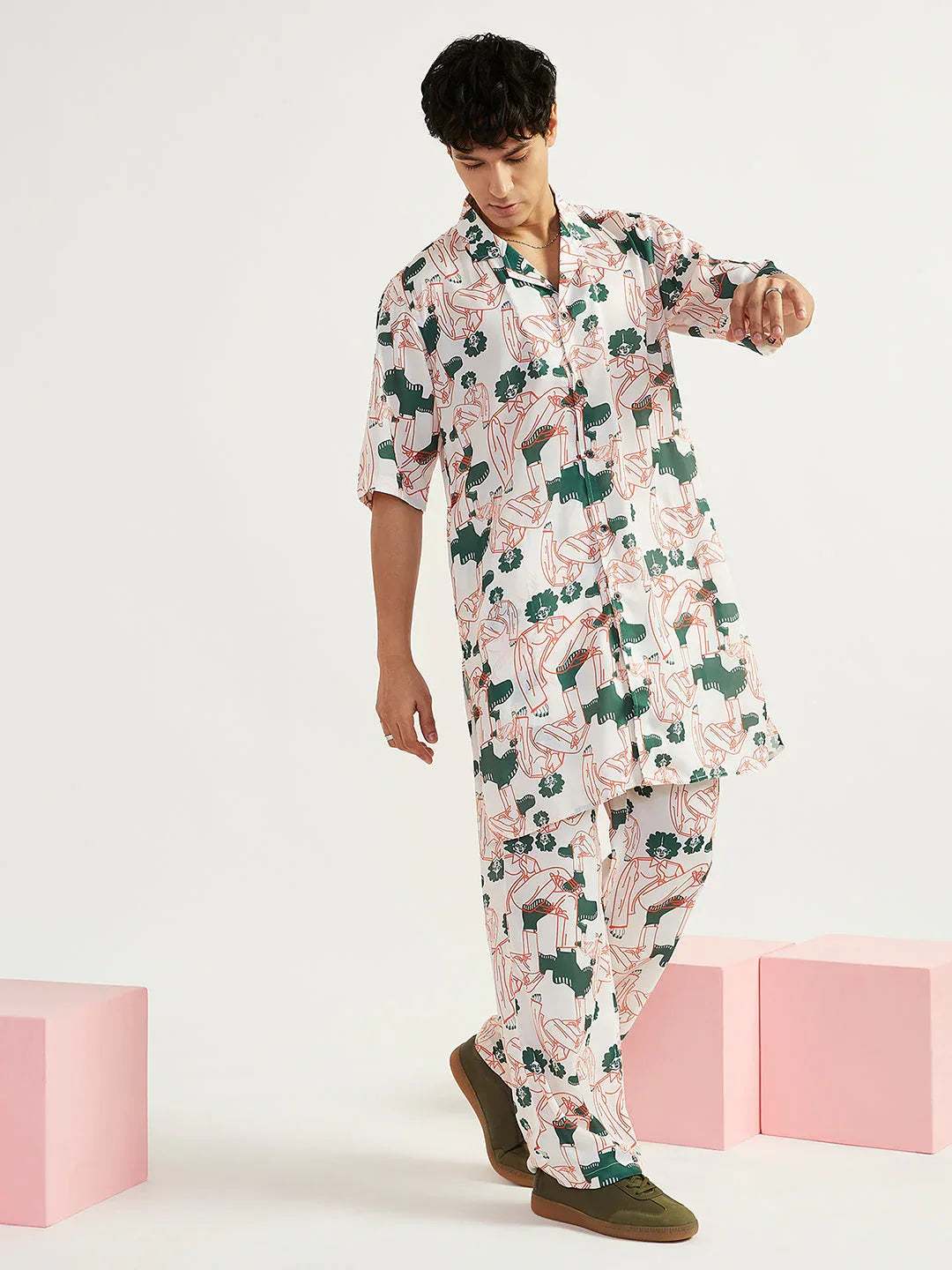 Men's White Satin Kurta And Pyjama Set