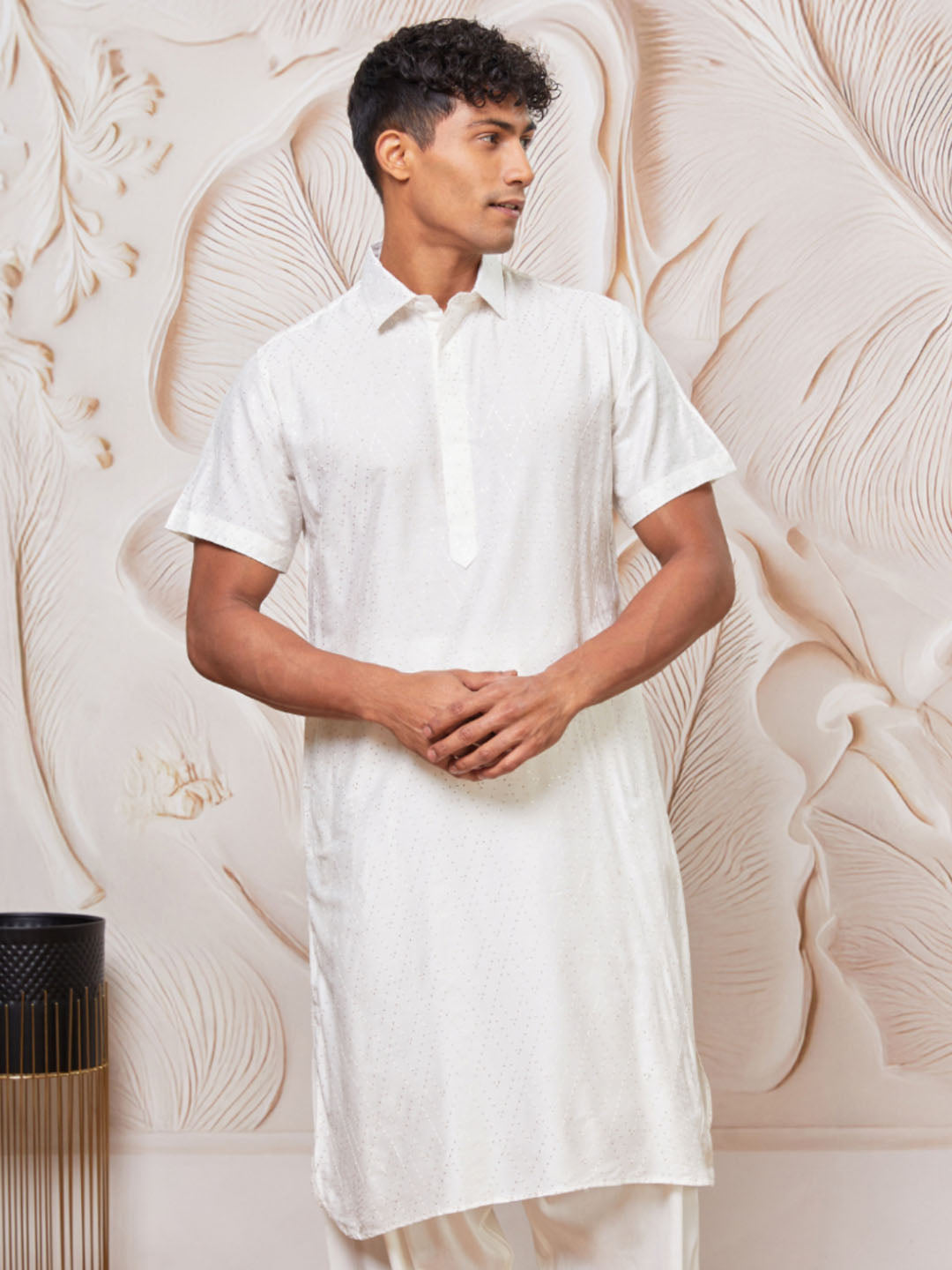 Men's White Viscose Kurta