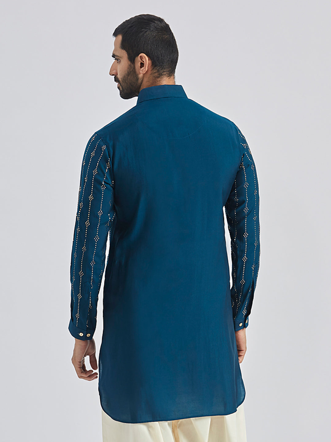Men's Turquoise Silk Blend Kurta