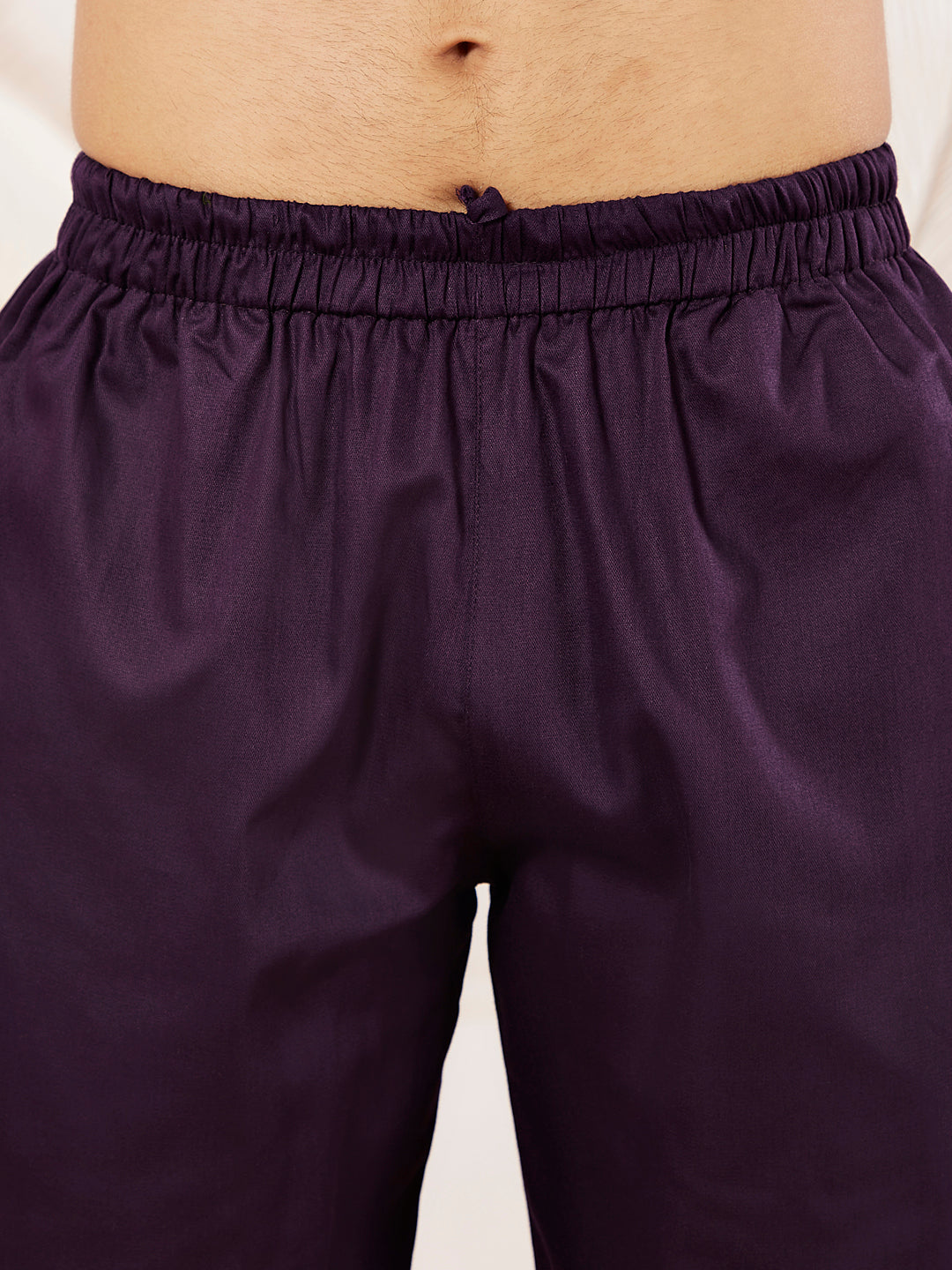 Men's Purple Cotton Blend Kurta Pyjama Set