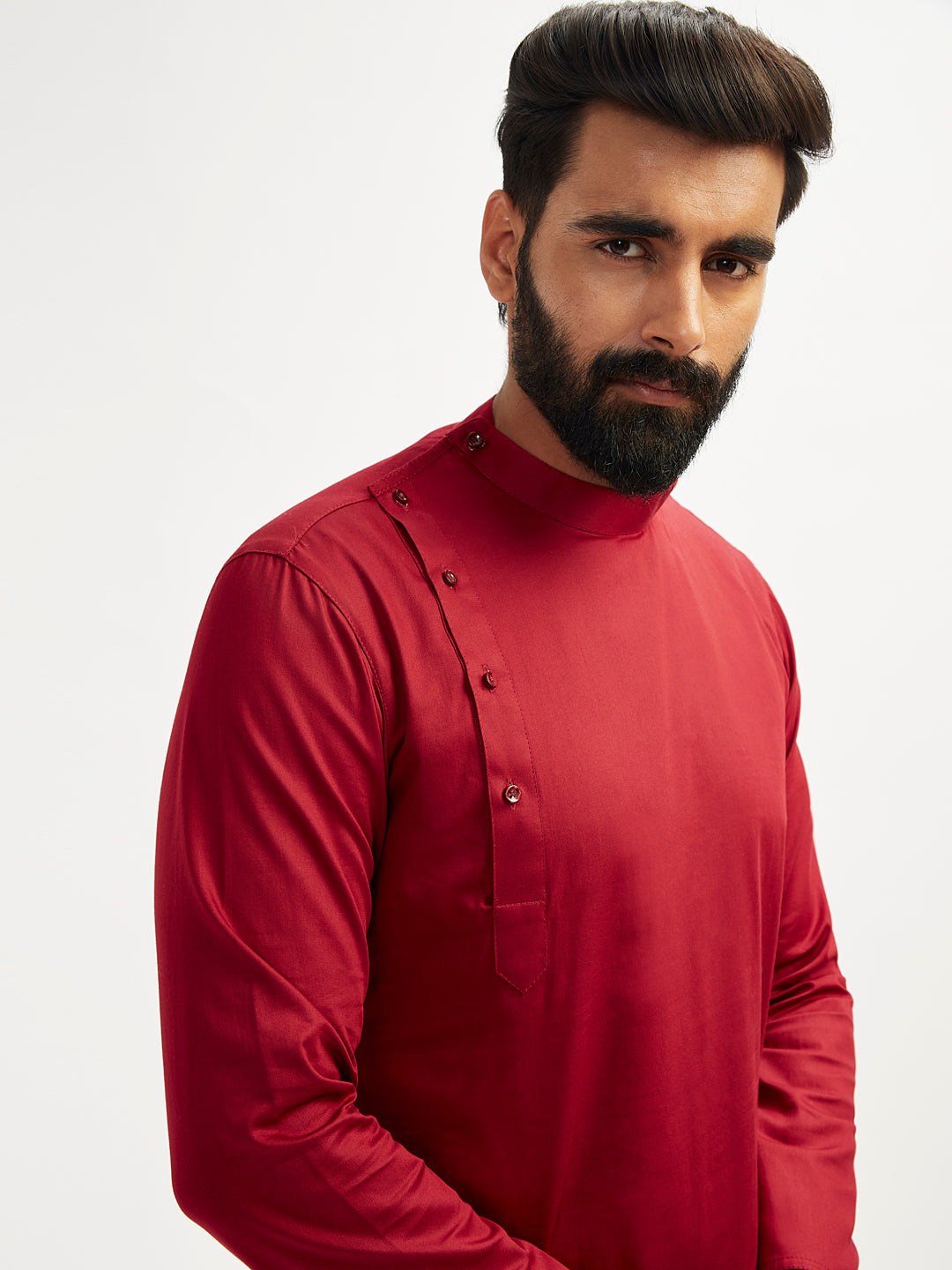 Men's Maroon Viscose Kurta Pyjama Set