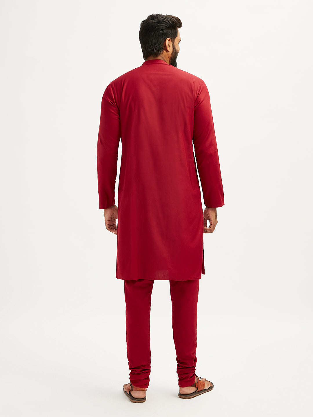 Men's Maroon Viscose Kurta Pyjama Set