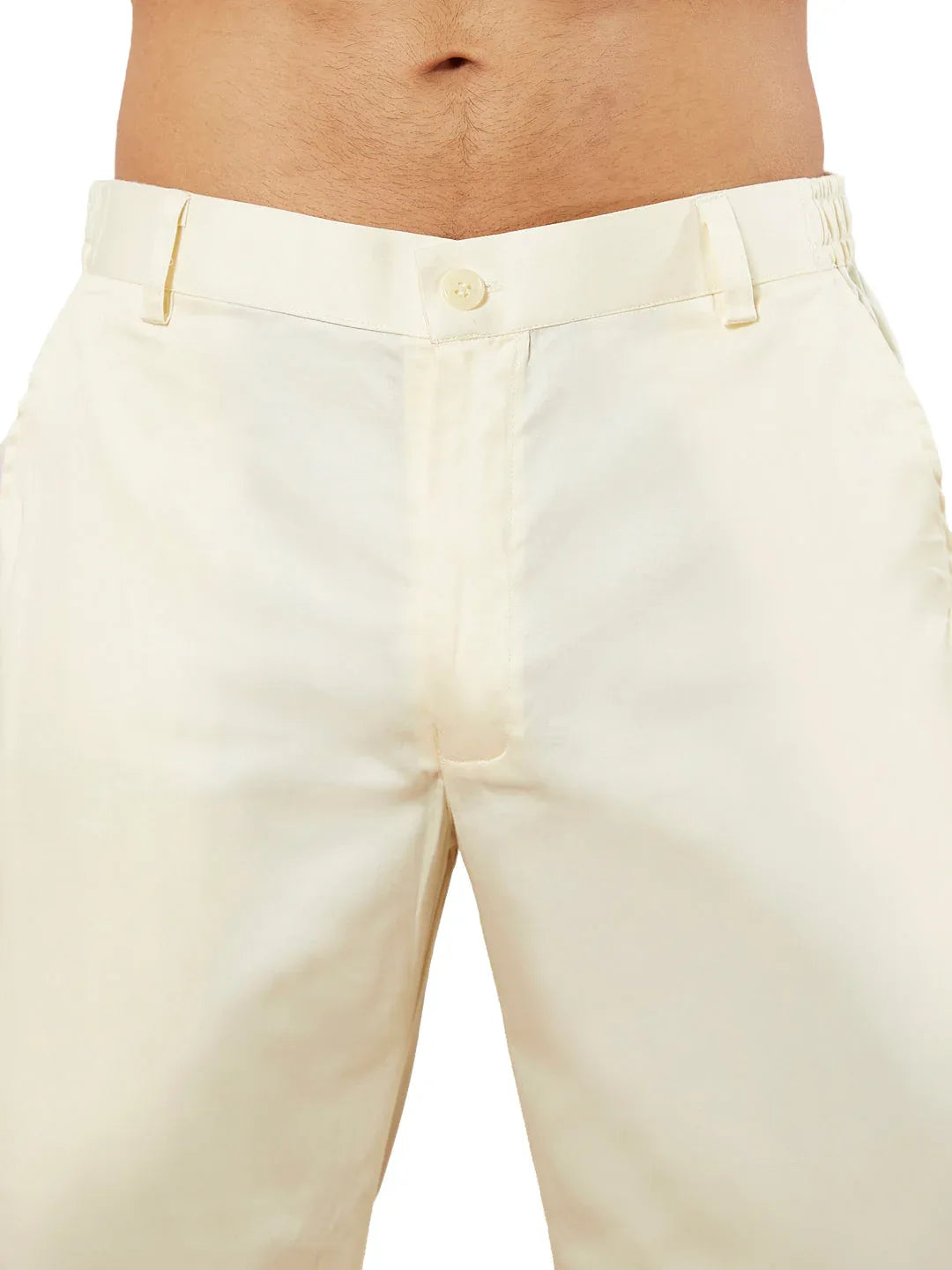Men's Beige Tissue Silk Kurta And Pant Set.