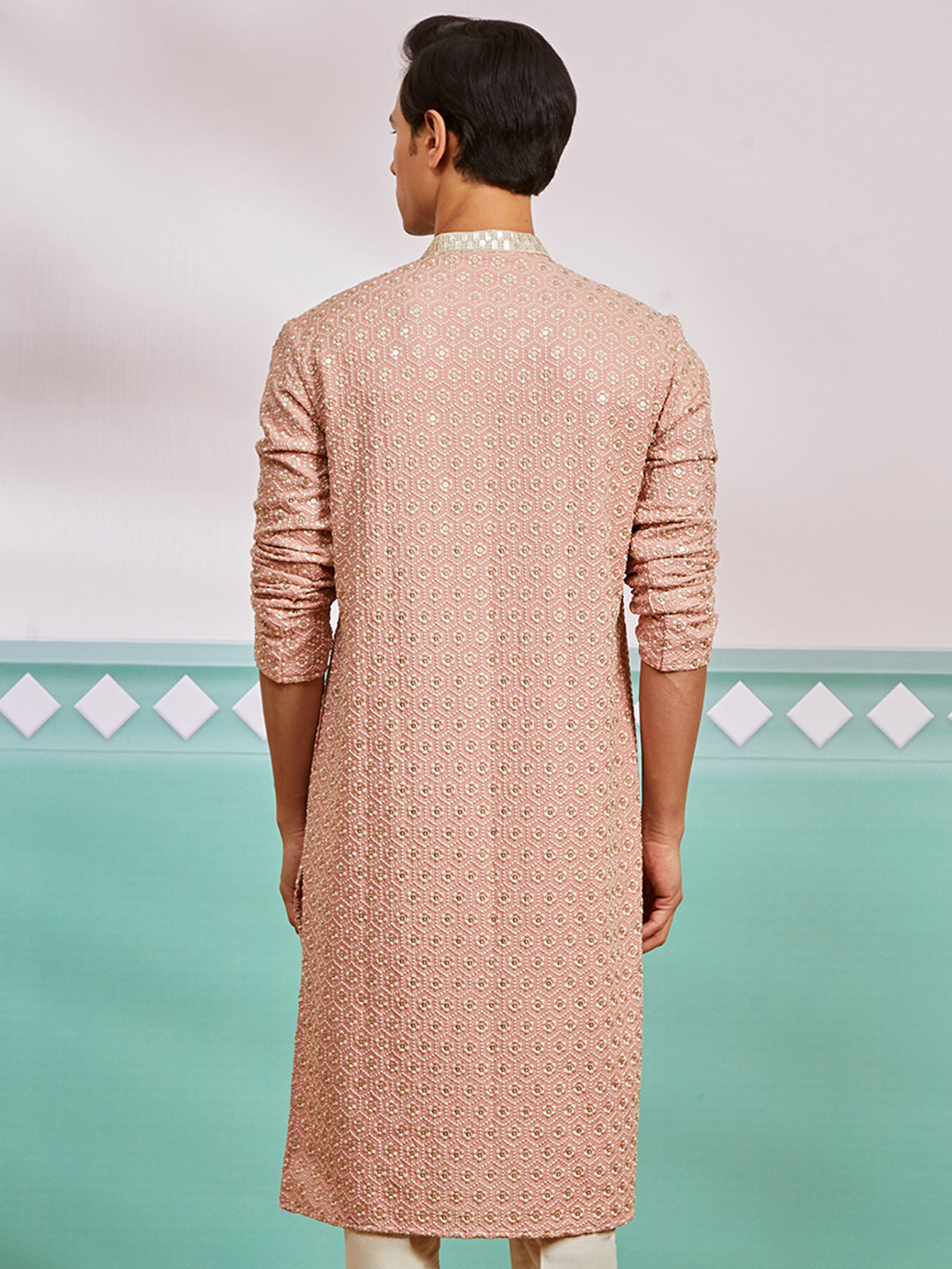 Men's Peach Rayon Kurta