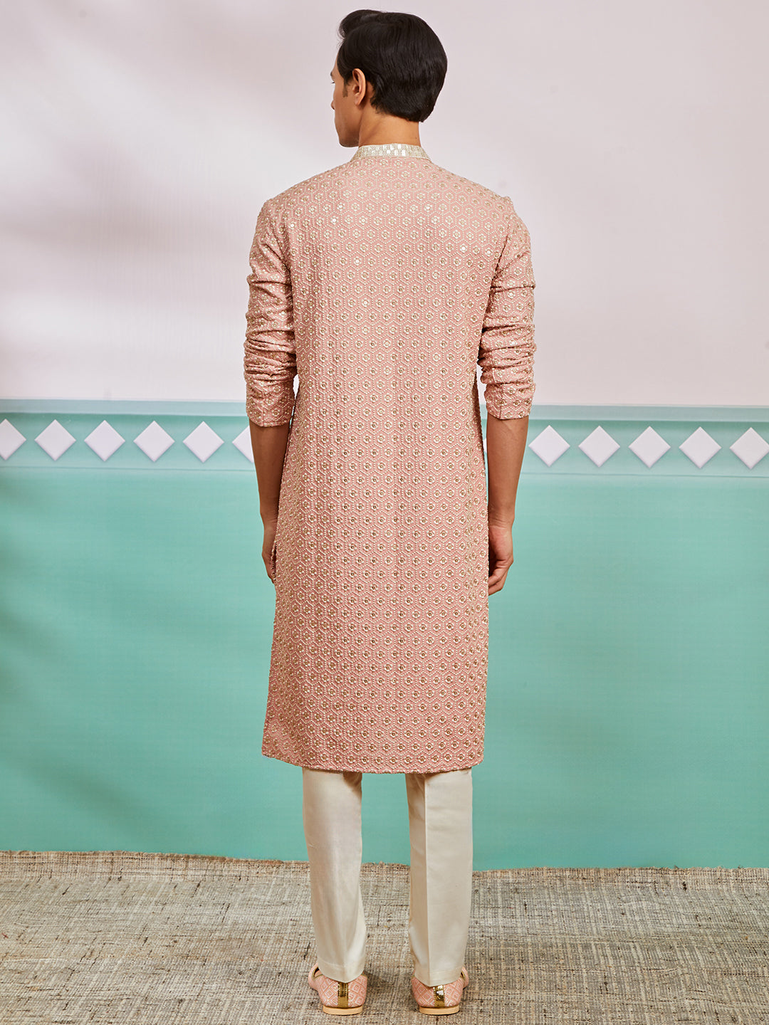 Men's Peach Rayon Kurta And Pyjama Set