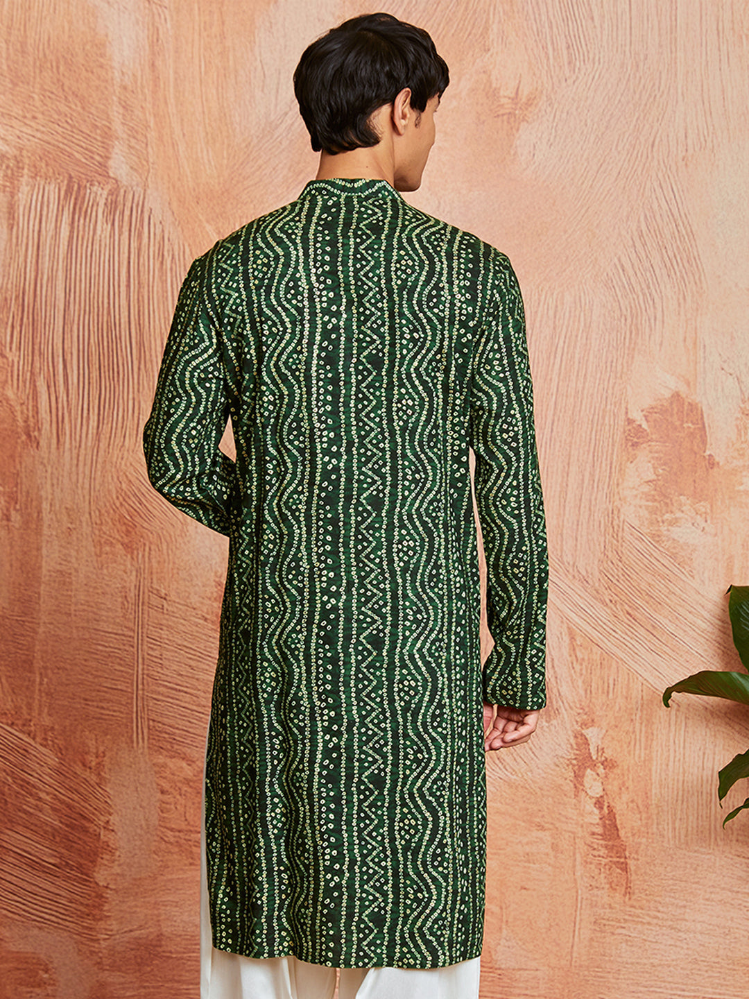 Men's Green Bandhni Rayon Kurta & Pyjama Set
