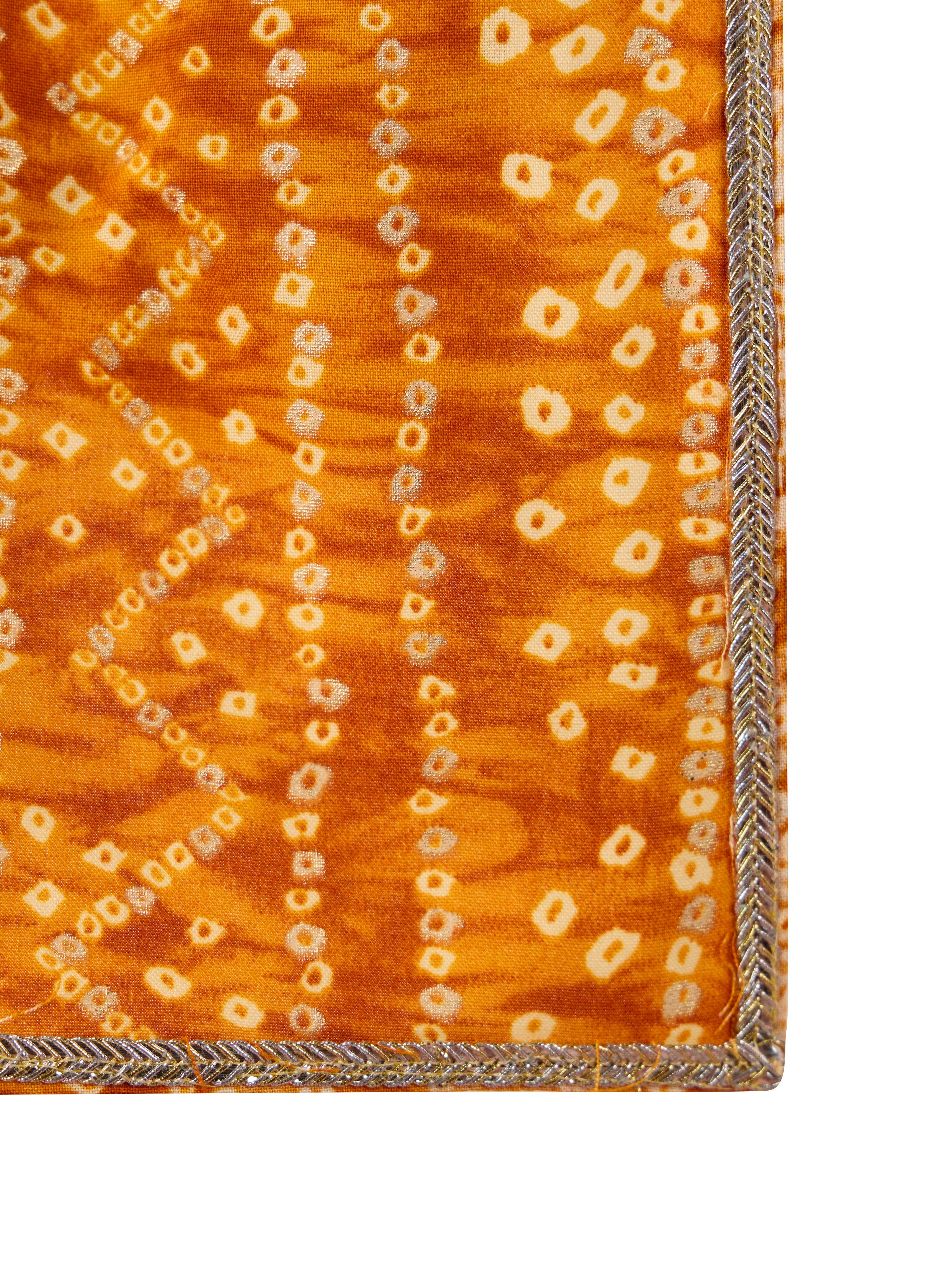Men's Mustard Bandhni Kurta Set with Cream Pant & Dupatta