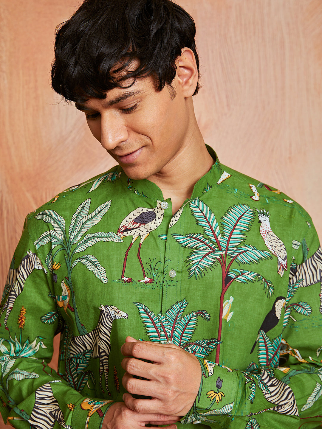 Men's Green Cotton Kurta