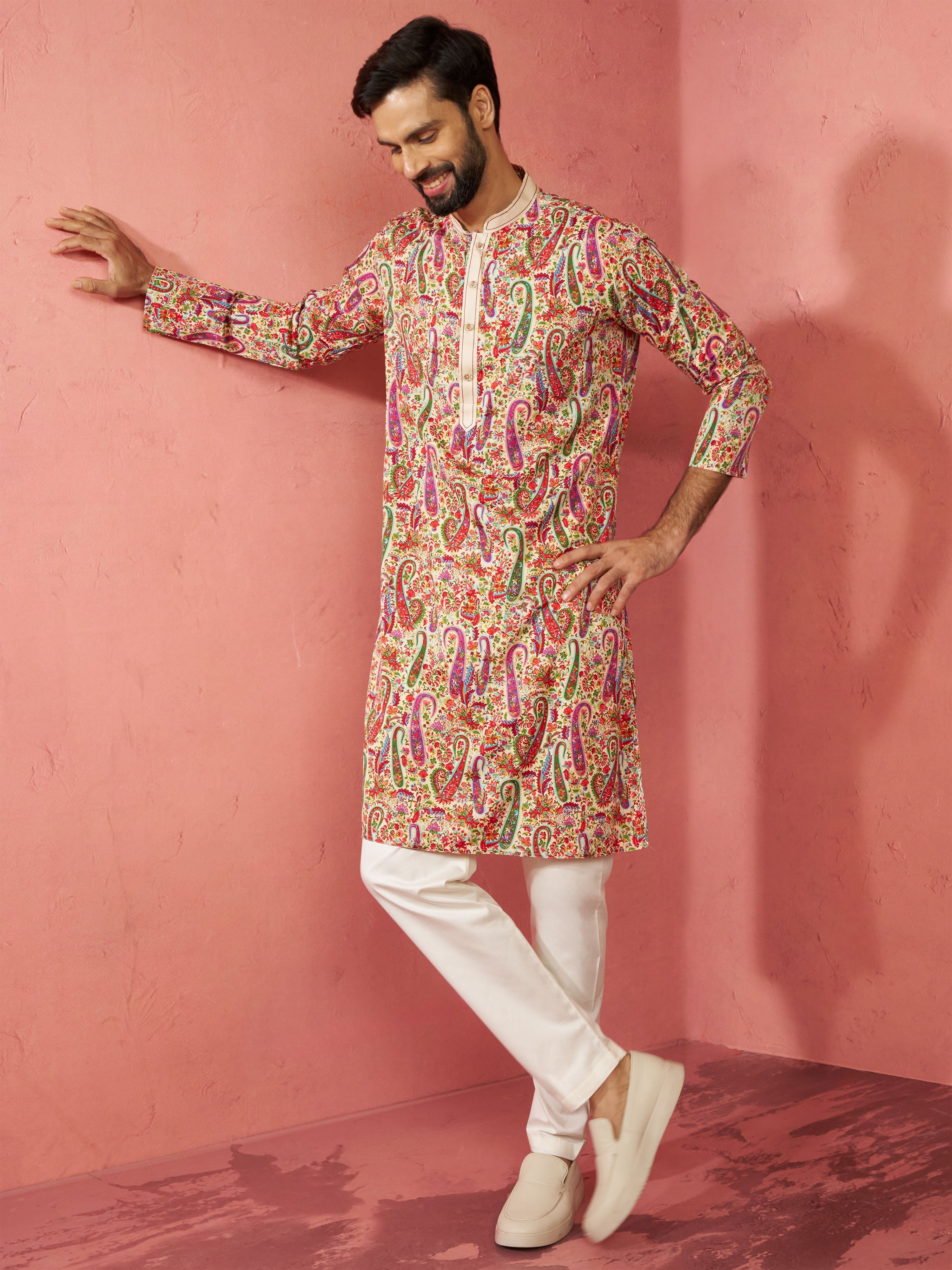 Men's Cream Crepe Kurta