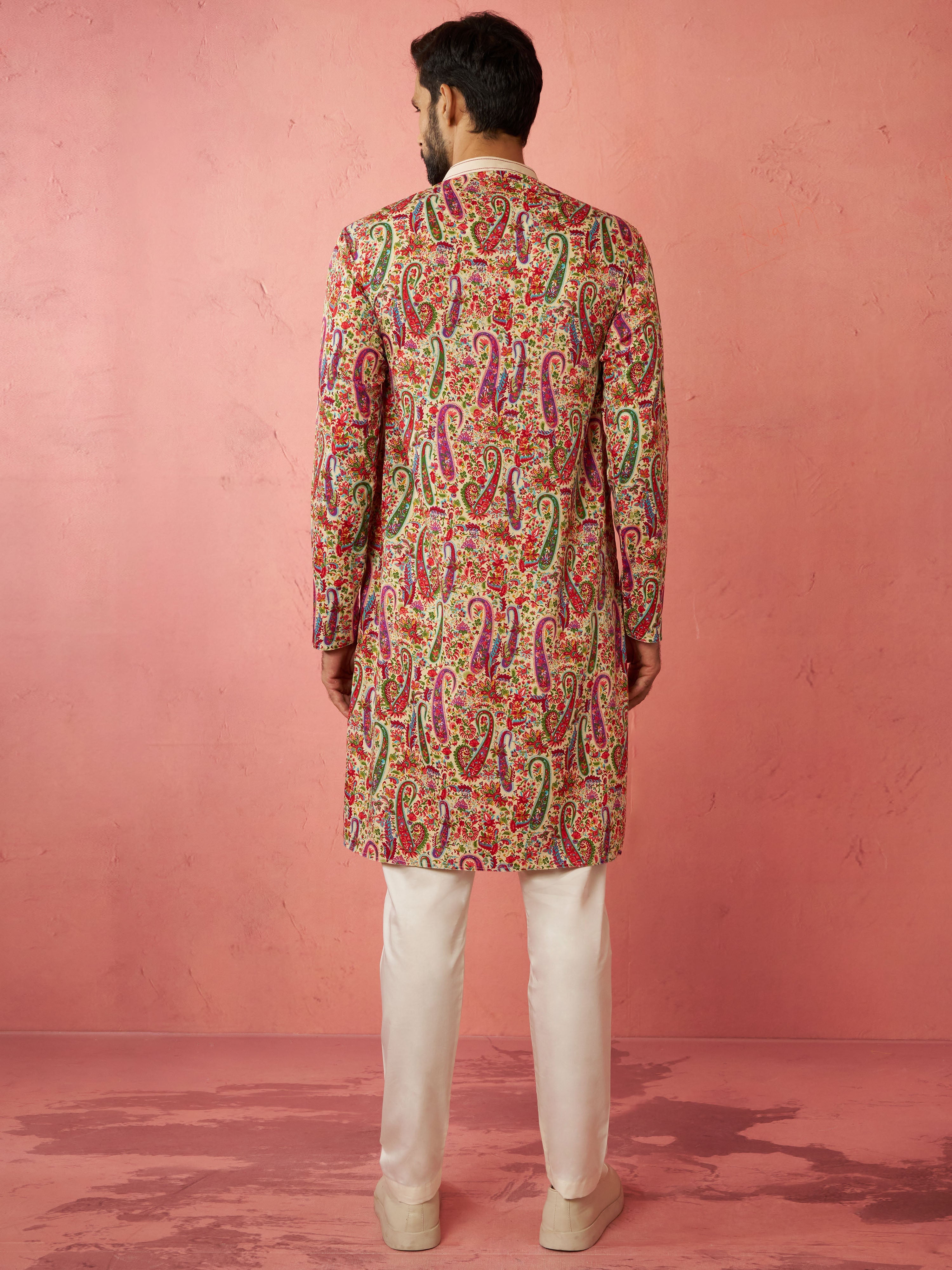 Men's Cream Kurta with Cream Pyjama