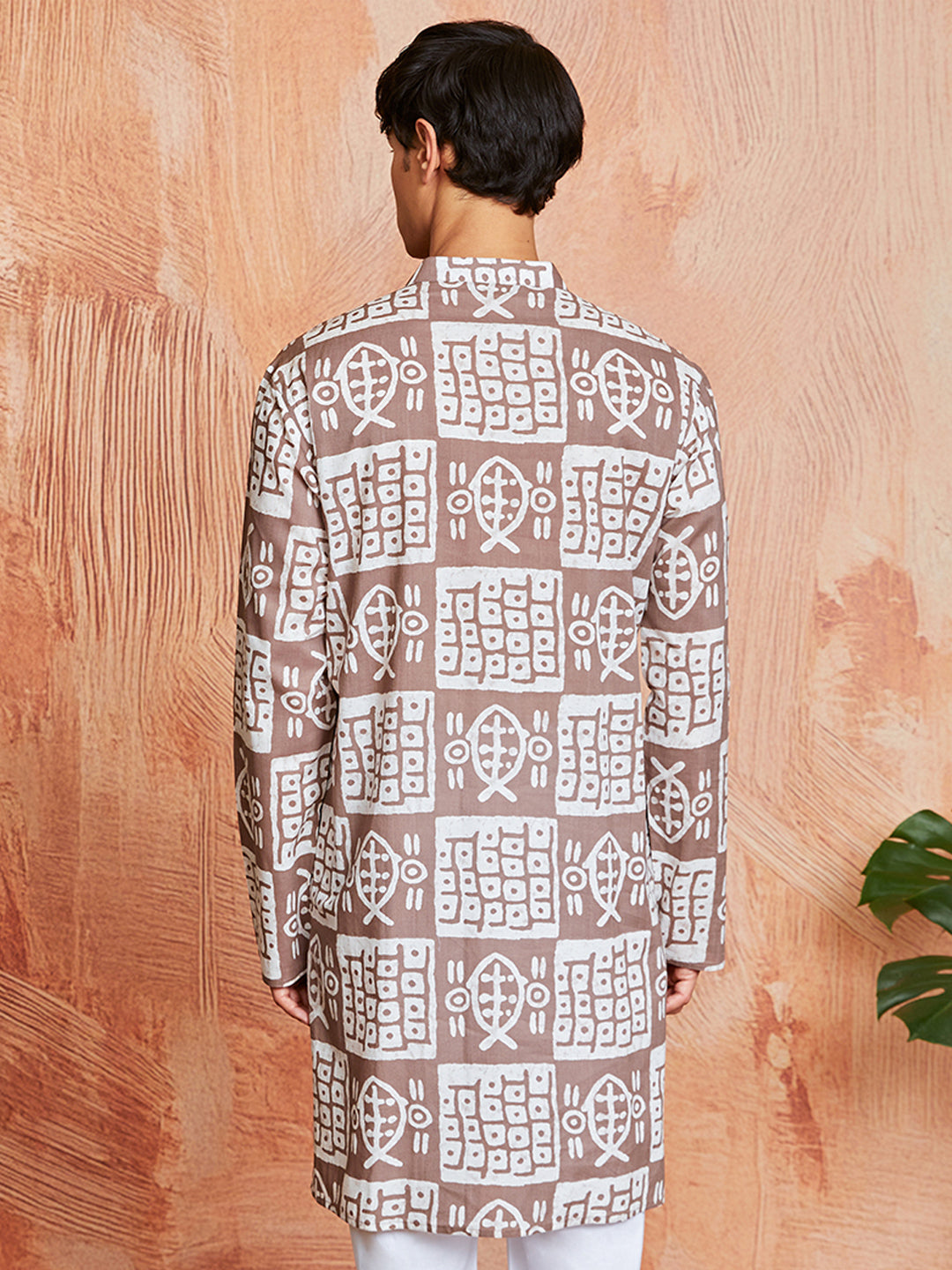 Men's Grey Batik Cotton Kurta
