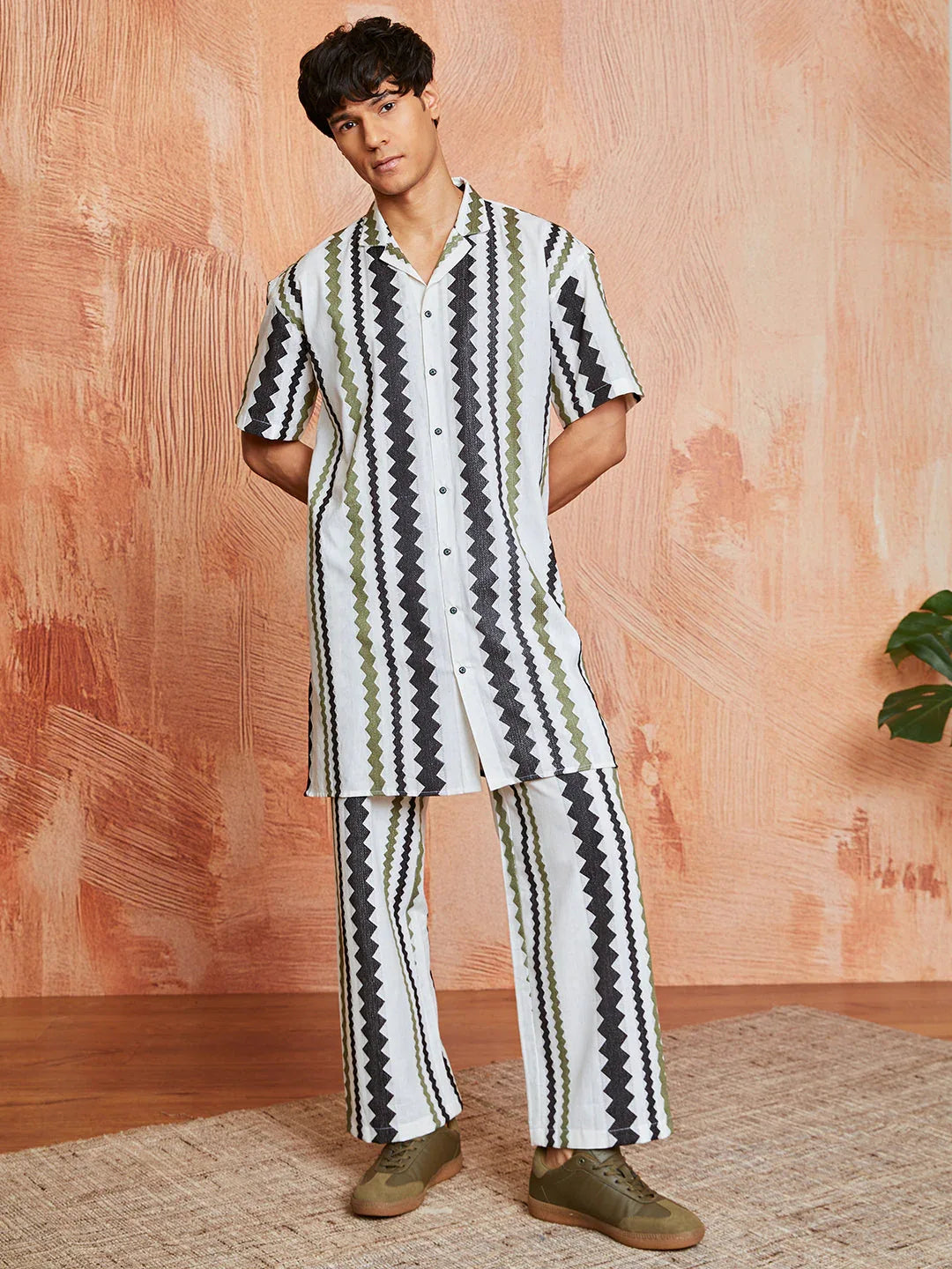 Men's Multi Color Cotton Kurta And Pyjama Set