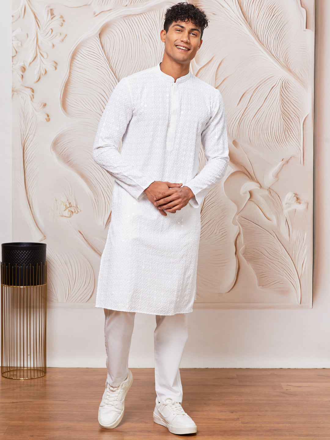 Men's White Rayon  Kurta Pyjama Set