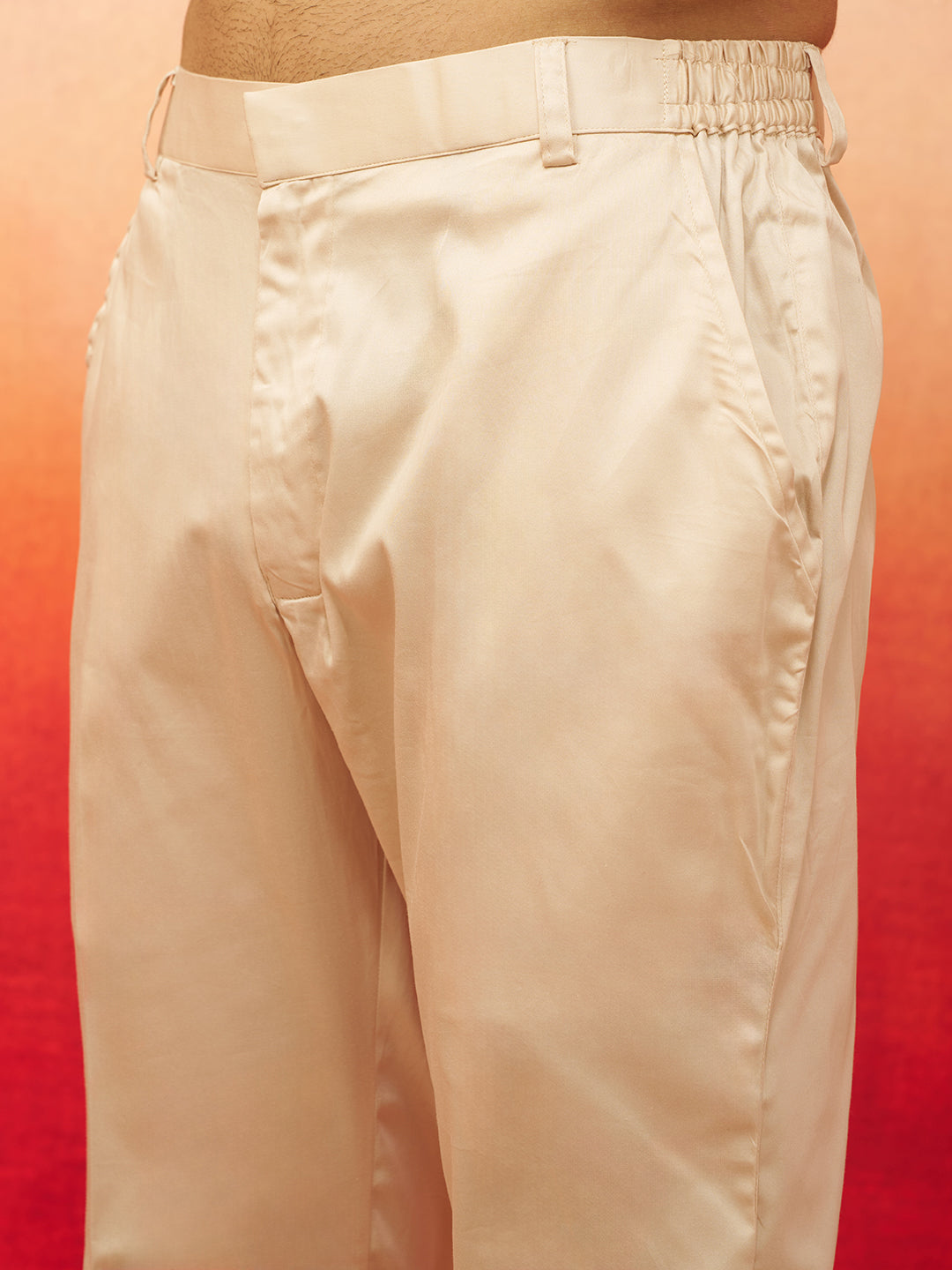 Men's Cream Royal Blue Embroidered Kurta with Pyjama