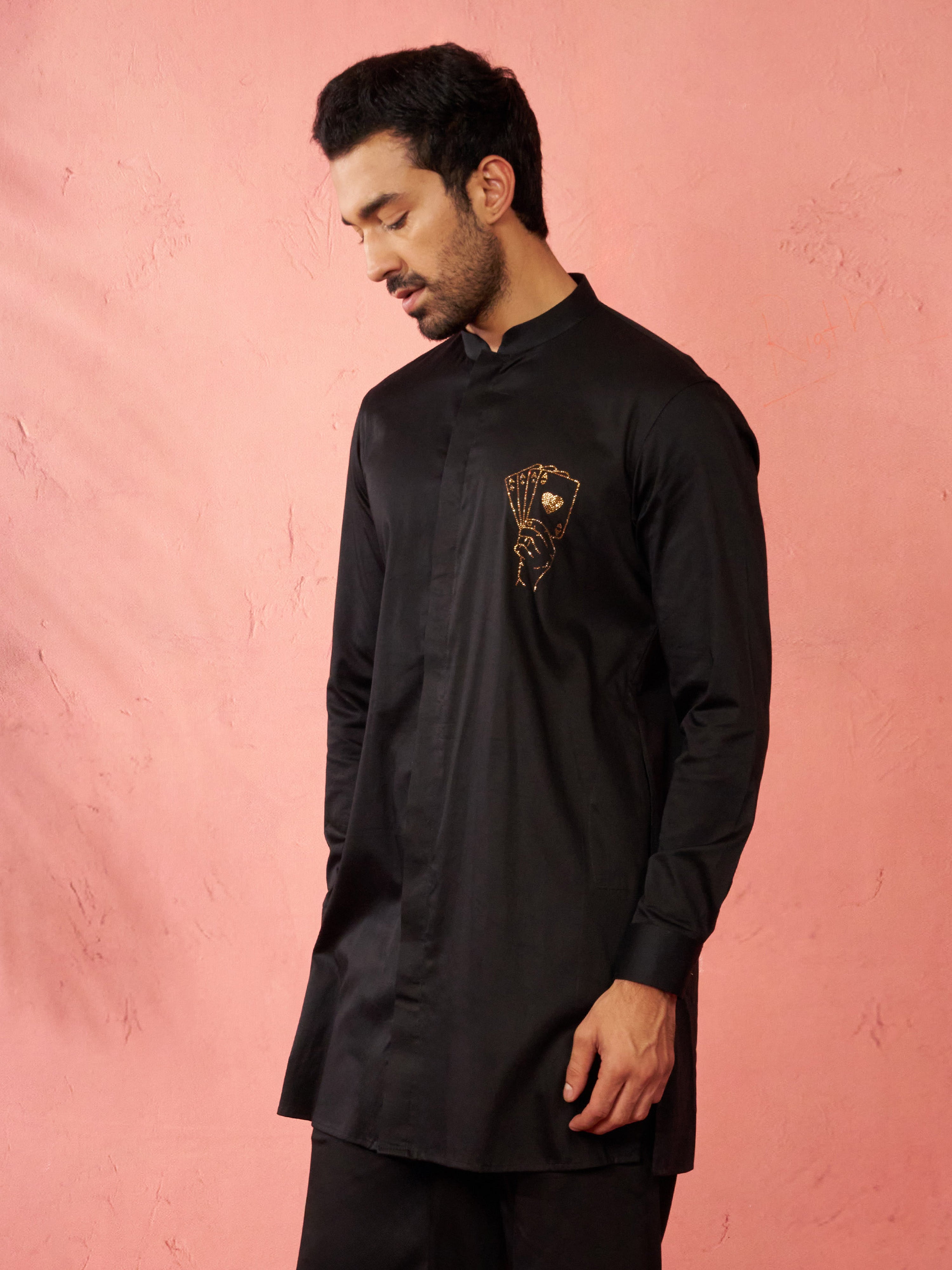 Men's Gold Mid-Length Kurta
