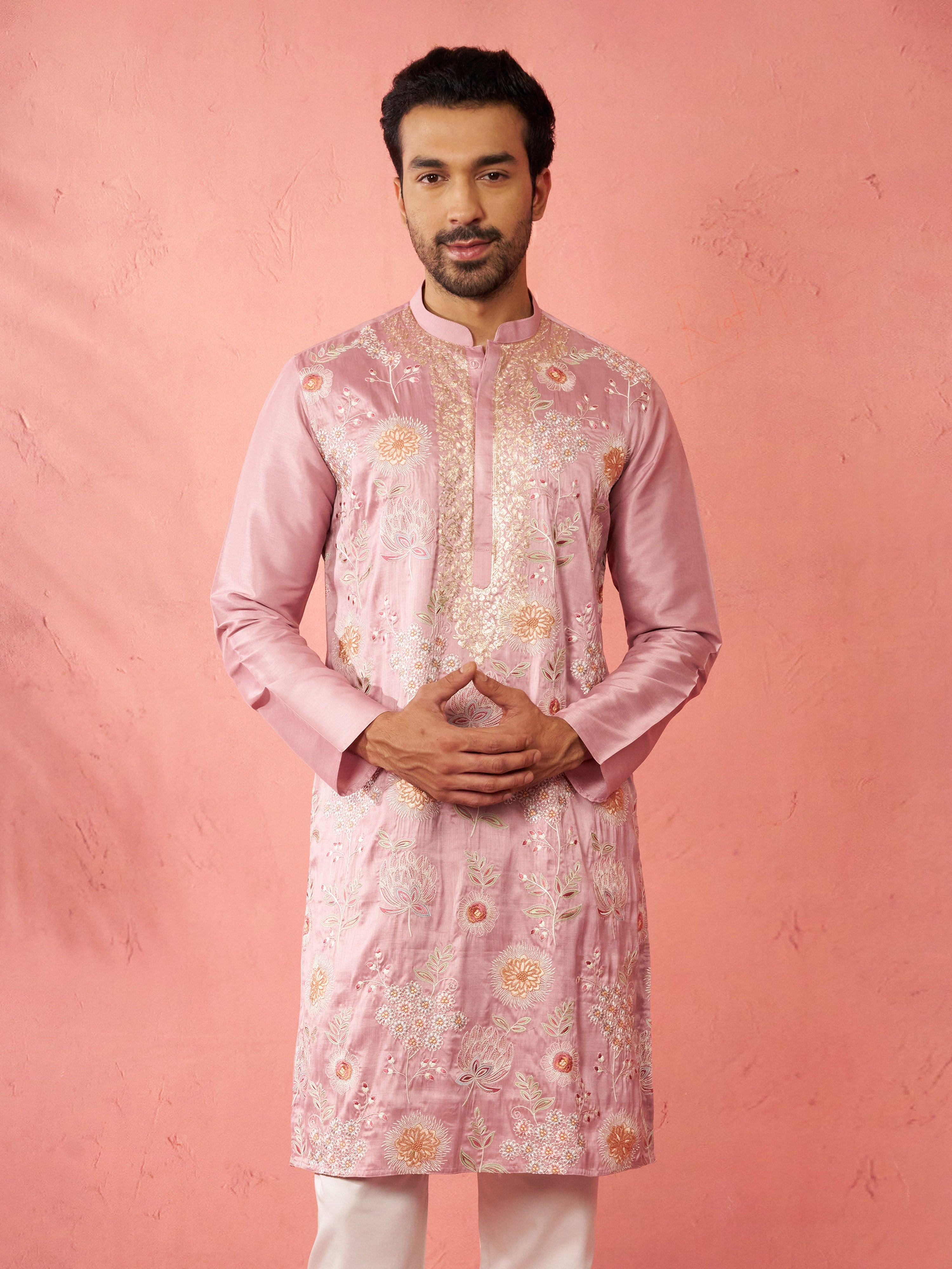 Men's Onion Silk Blend Kurta
