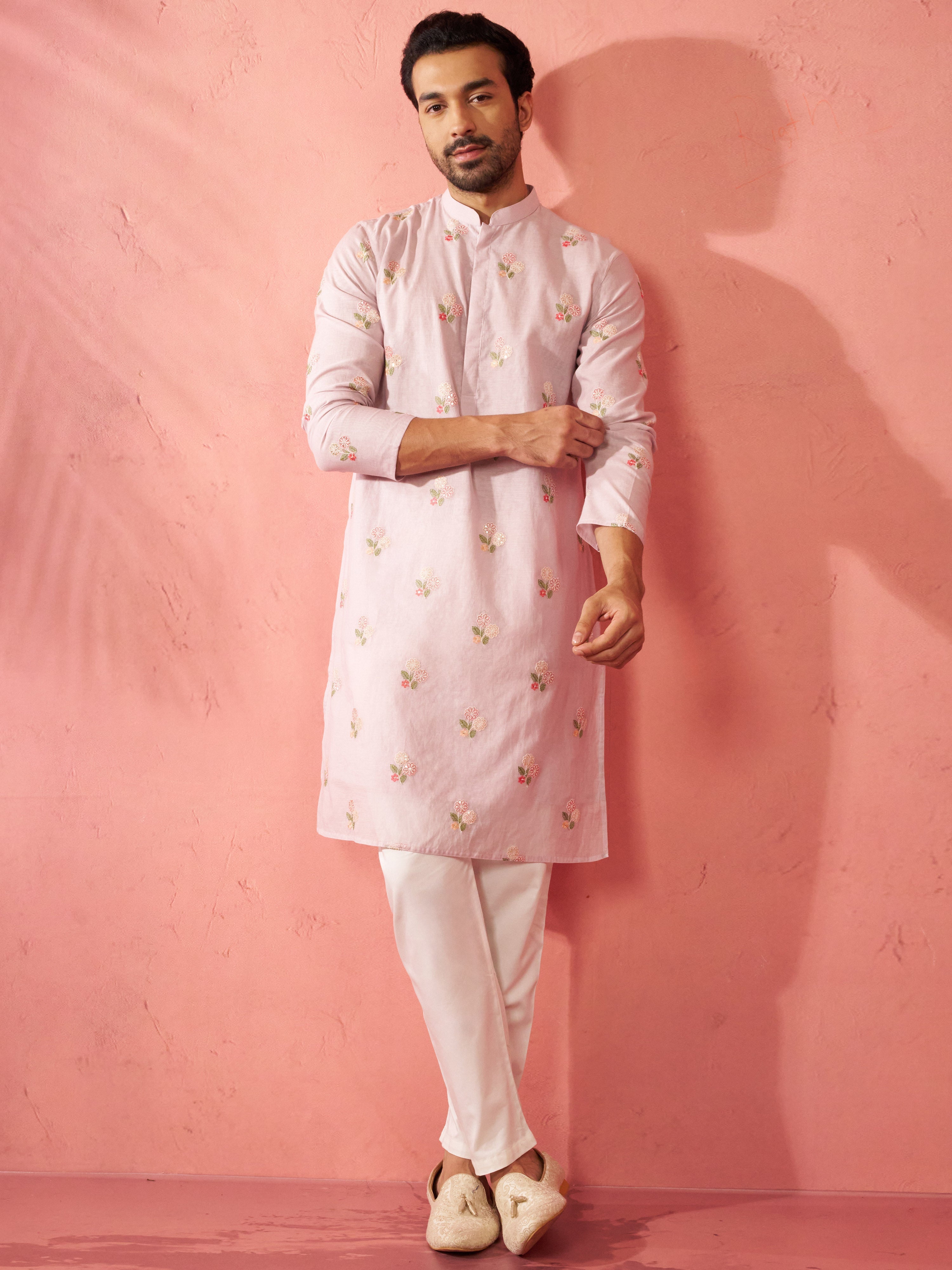 Men's Lavender Cotton Muslin Kurta