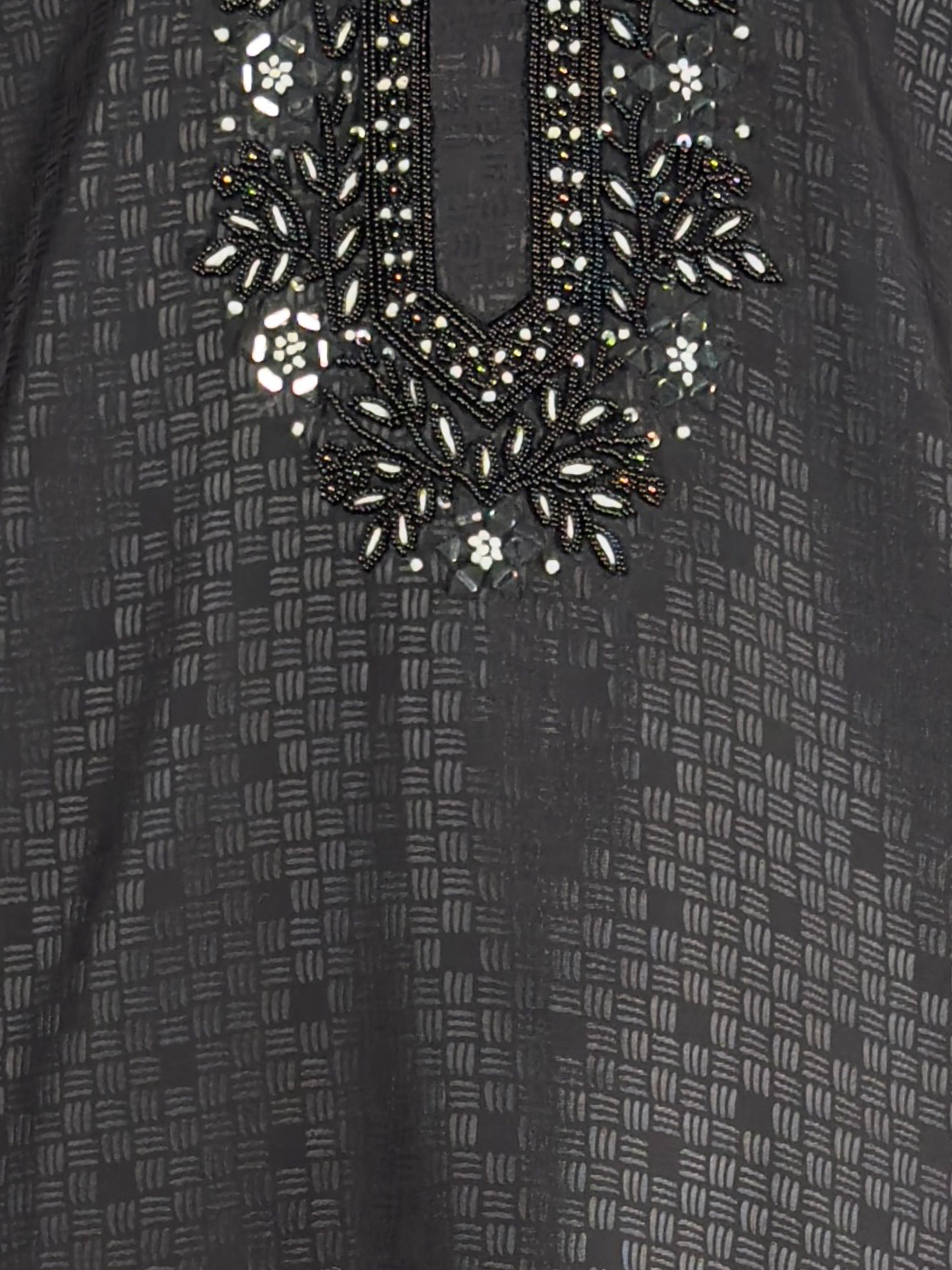 Men's Black Zudio Emboss Silk Kurta