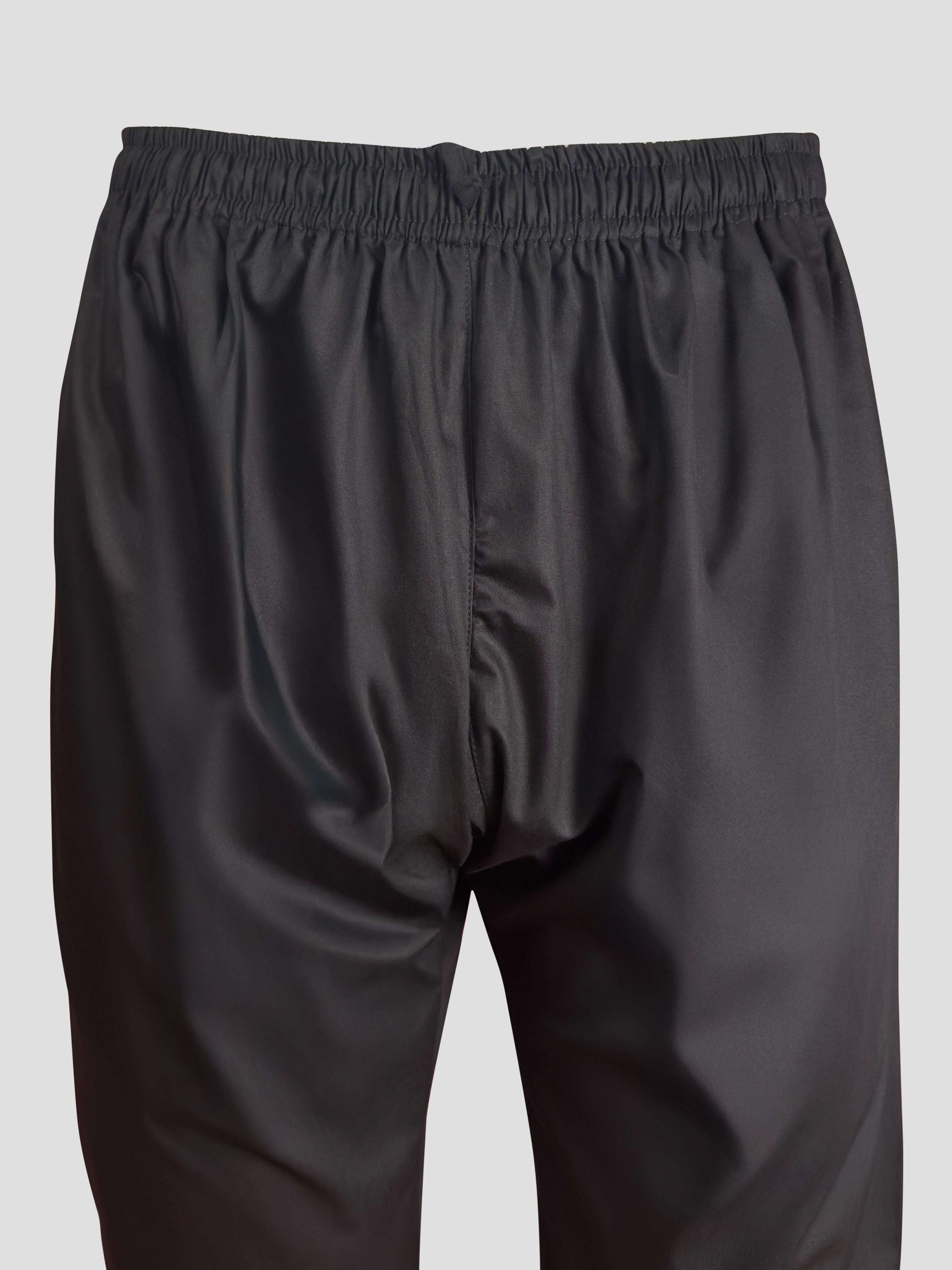 Men's Black Embroidered Kurta with Black Pyjama