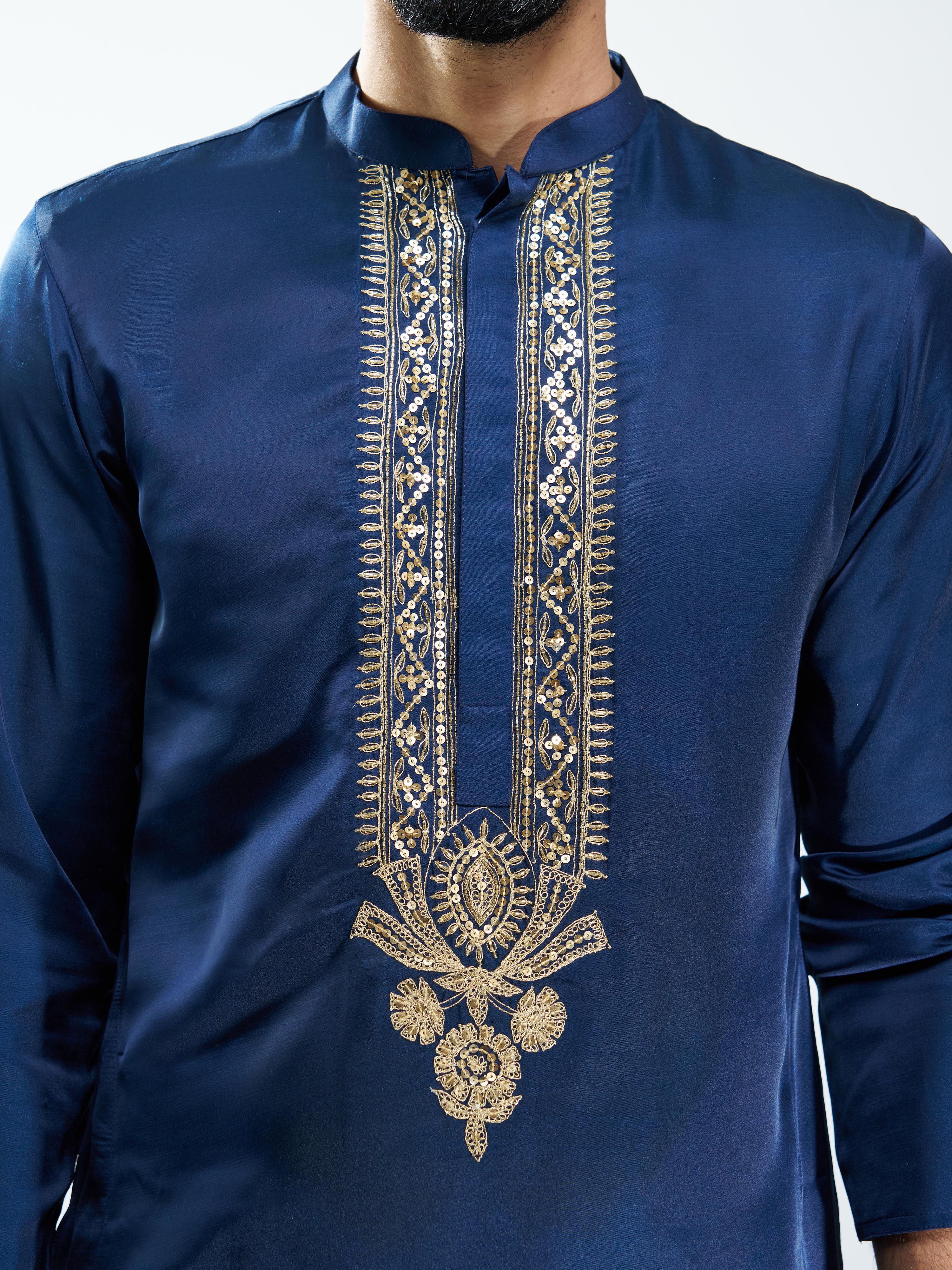 Men Silk Embroidered Kurta