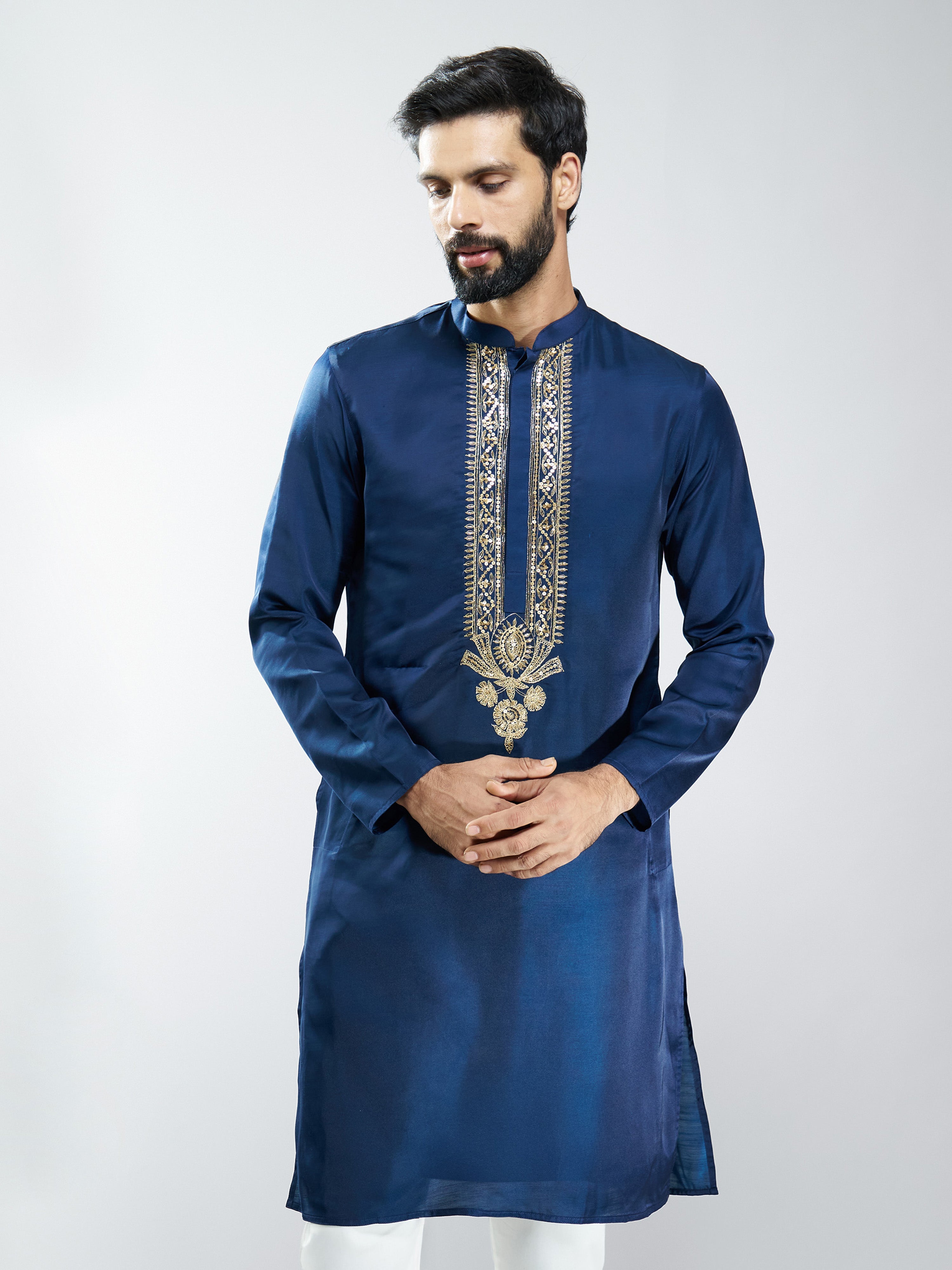 Men Silk Embroidered Kurta