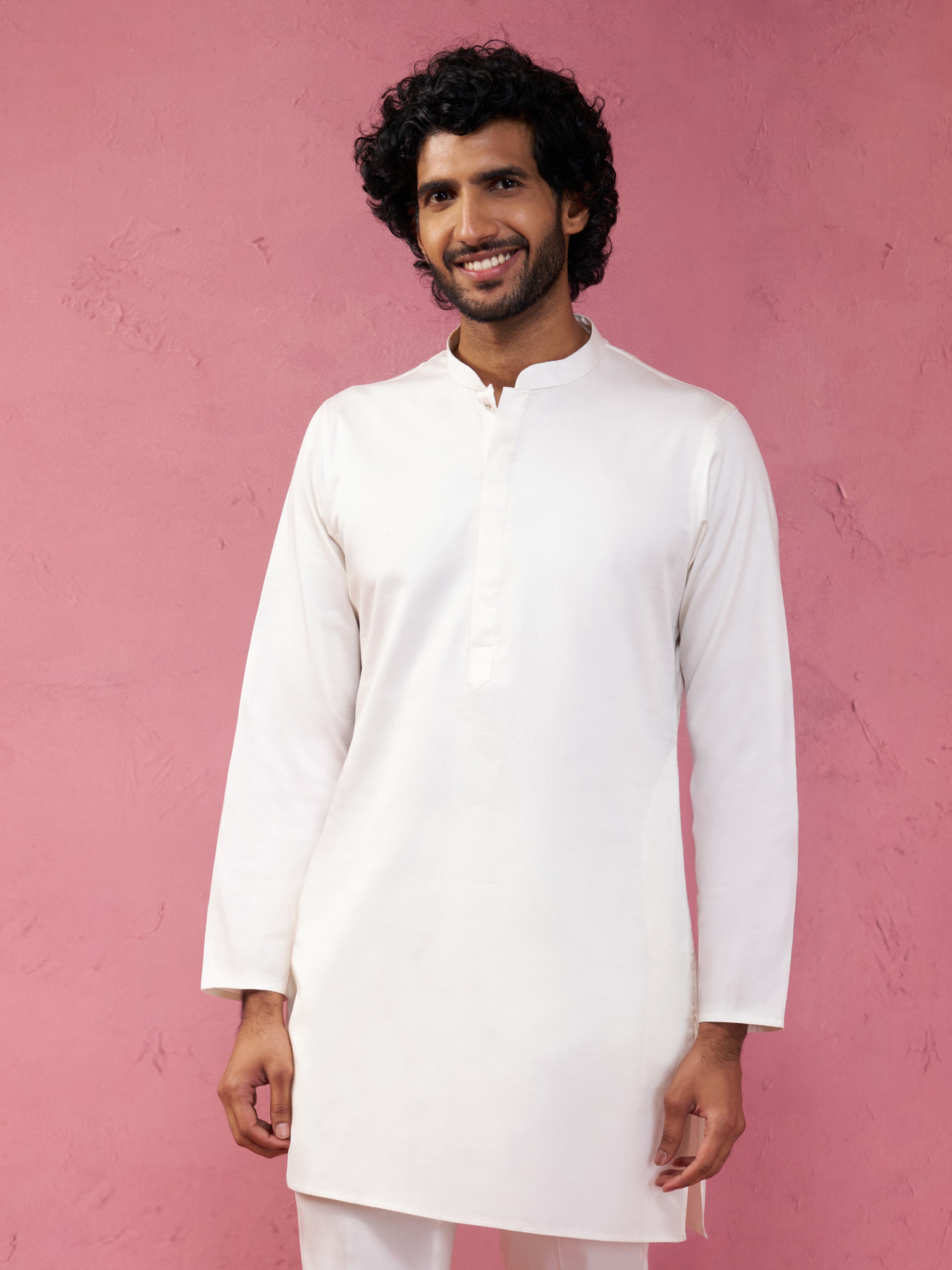 Men's Cream Fine Satin Kurta