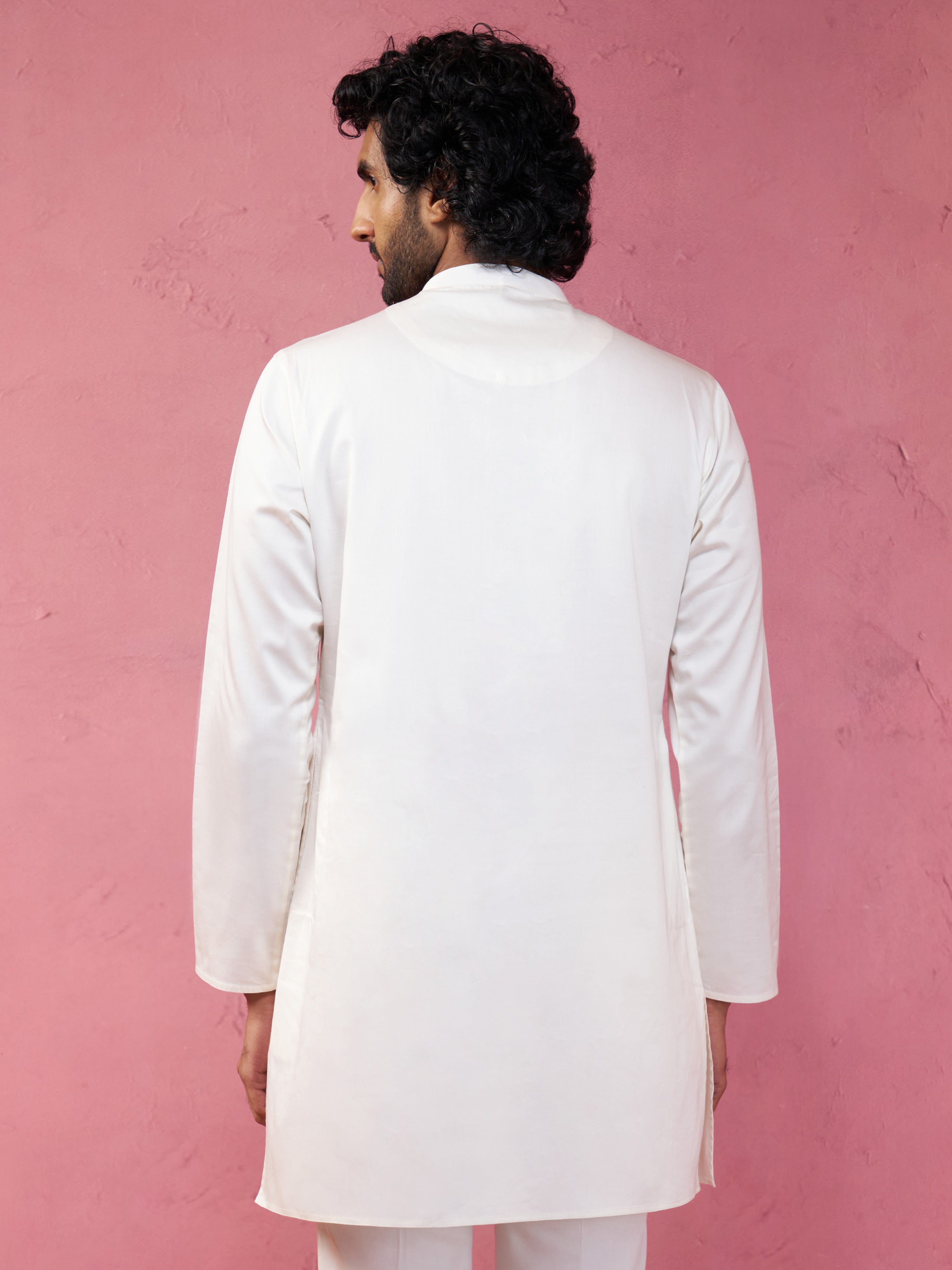 Men's Cream Fine Satin Kurta