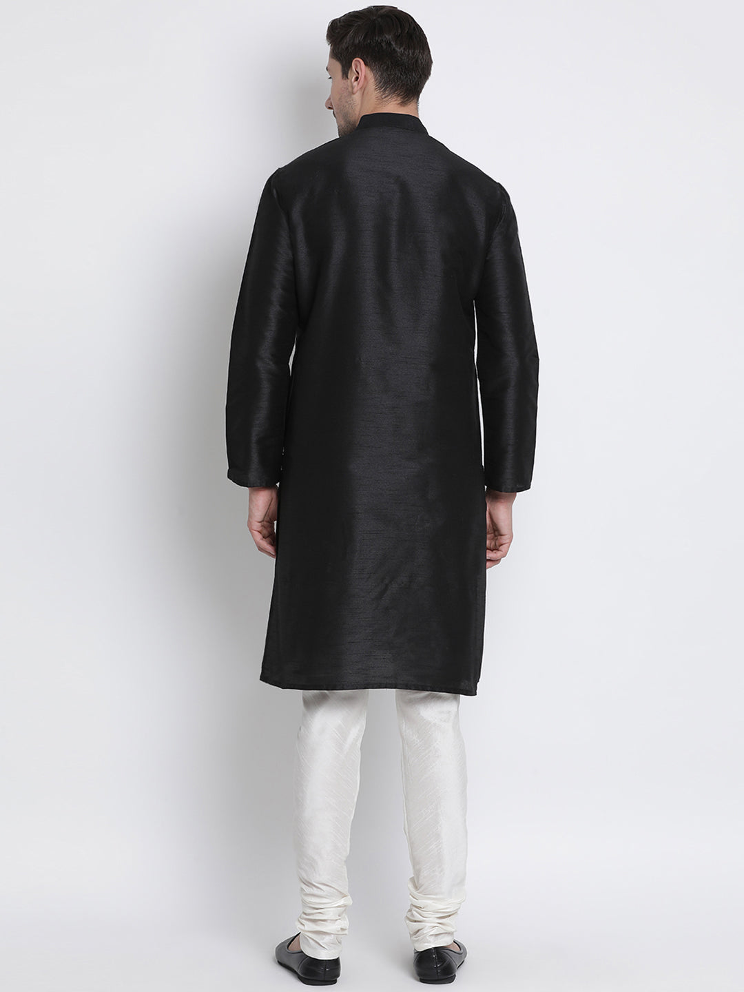 Men's Black Cotton Silk Blend Kurta and Pyjama Set